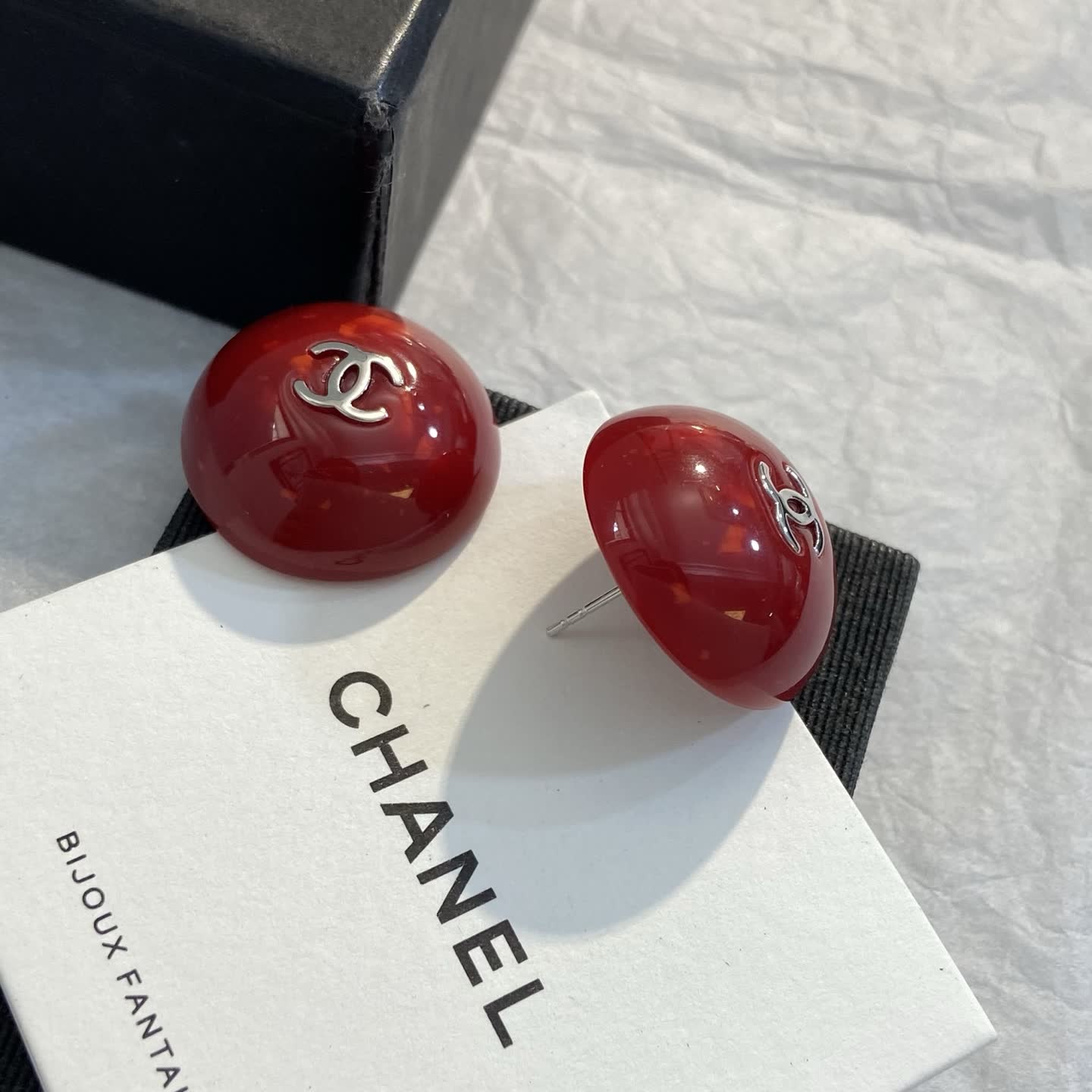 Chanel Red Beaded Earrings