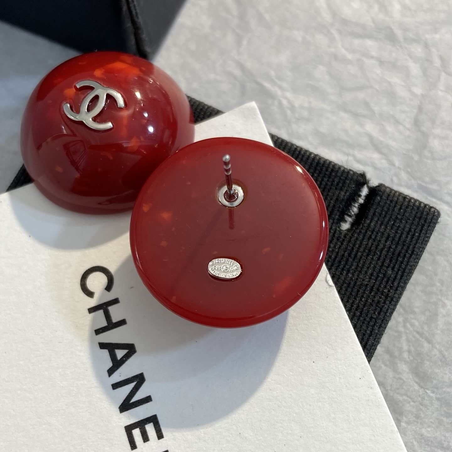 Chanel Red Beaded Earrings