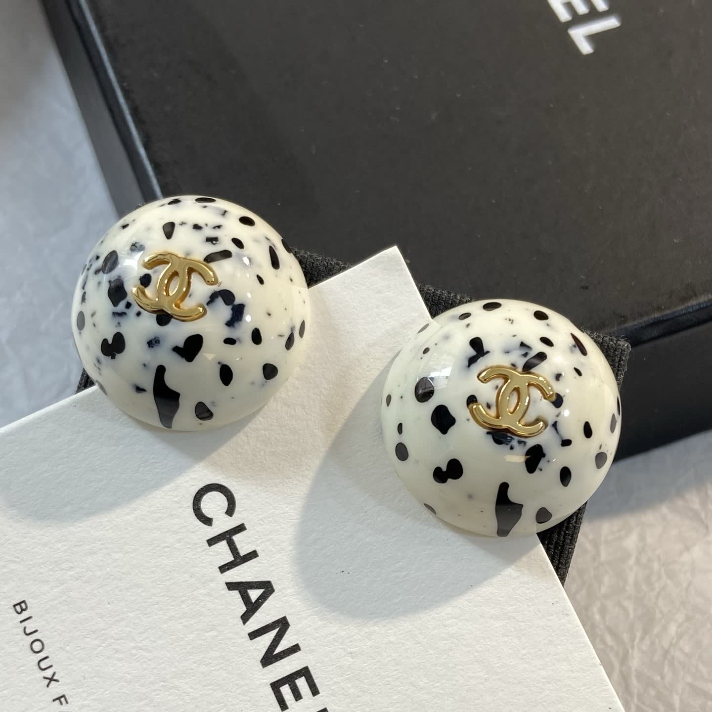 Chanel Dalmatian Pattern Earrings