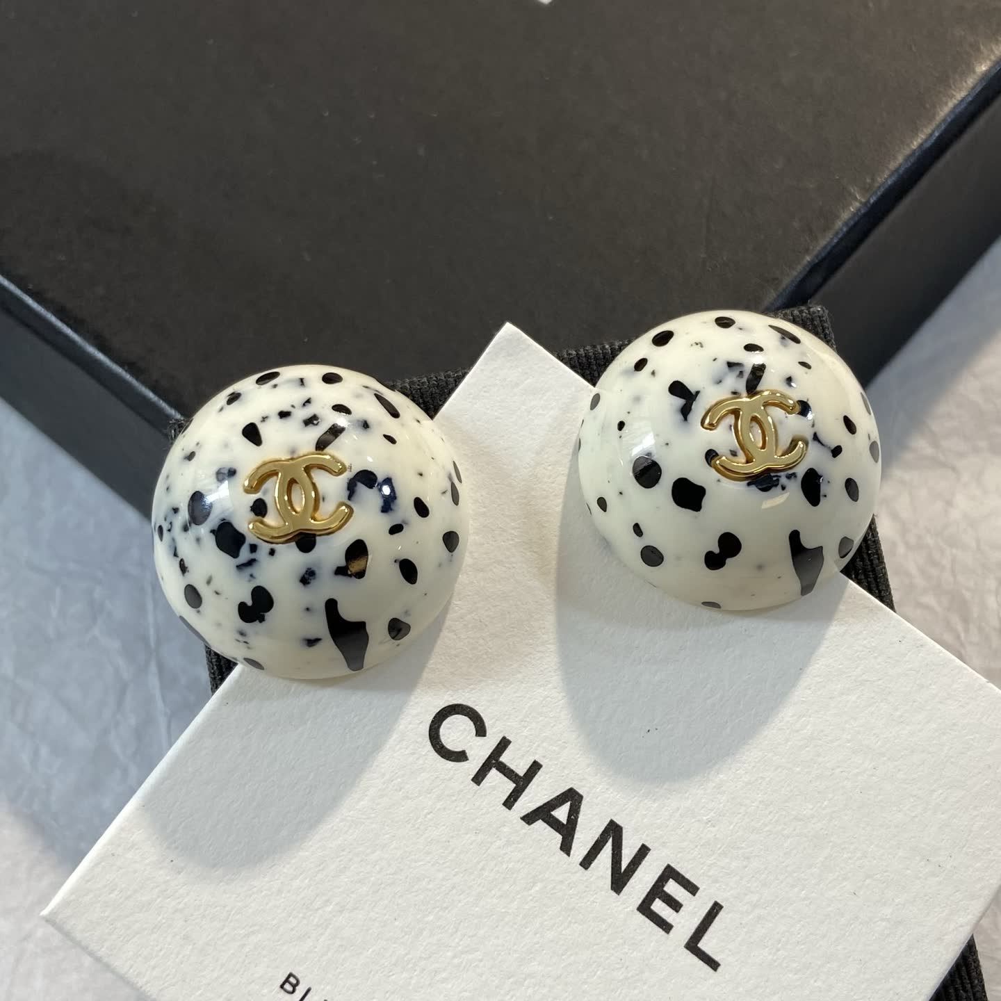 Chanel Dalmatian Pattern Earrings