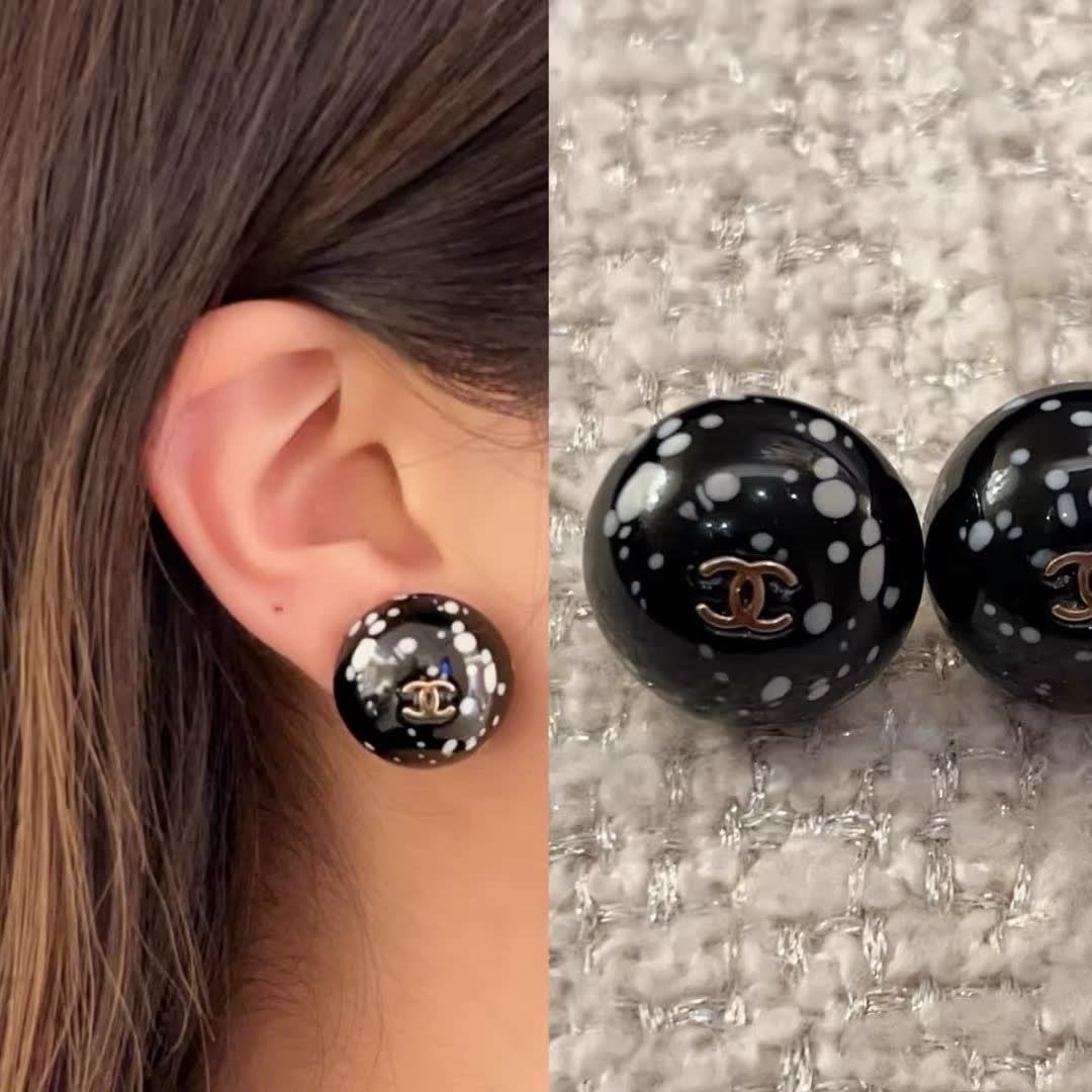 Chanel Dalmatian Pattern Earrings