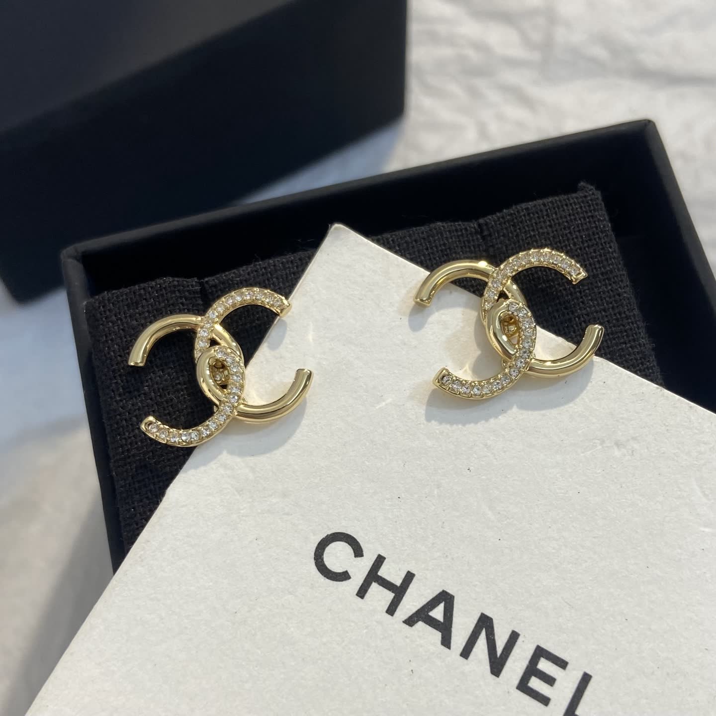 Chanel CC Logo Stud Earrings