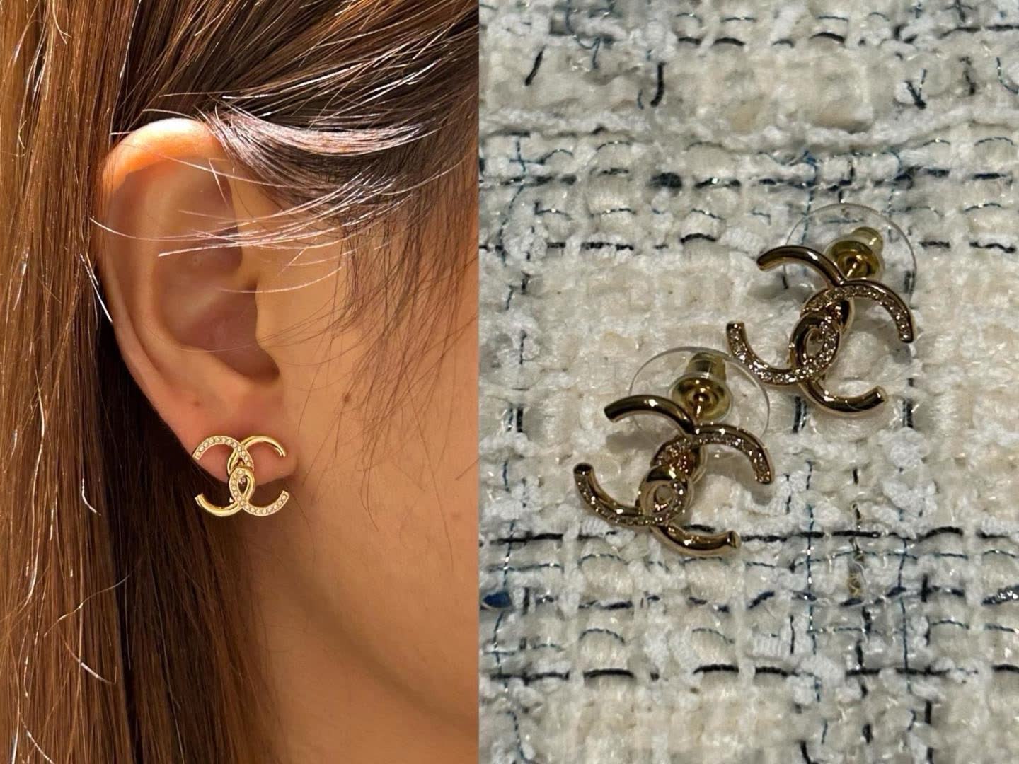Chanel CC Logo Stud Earrings