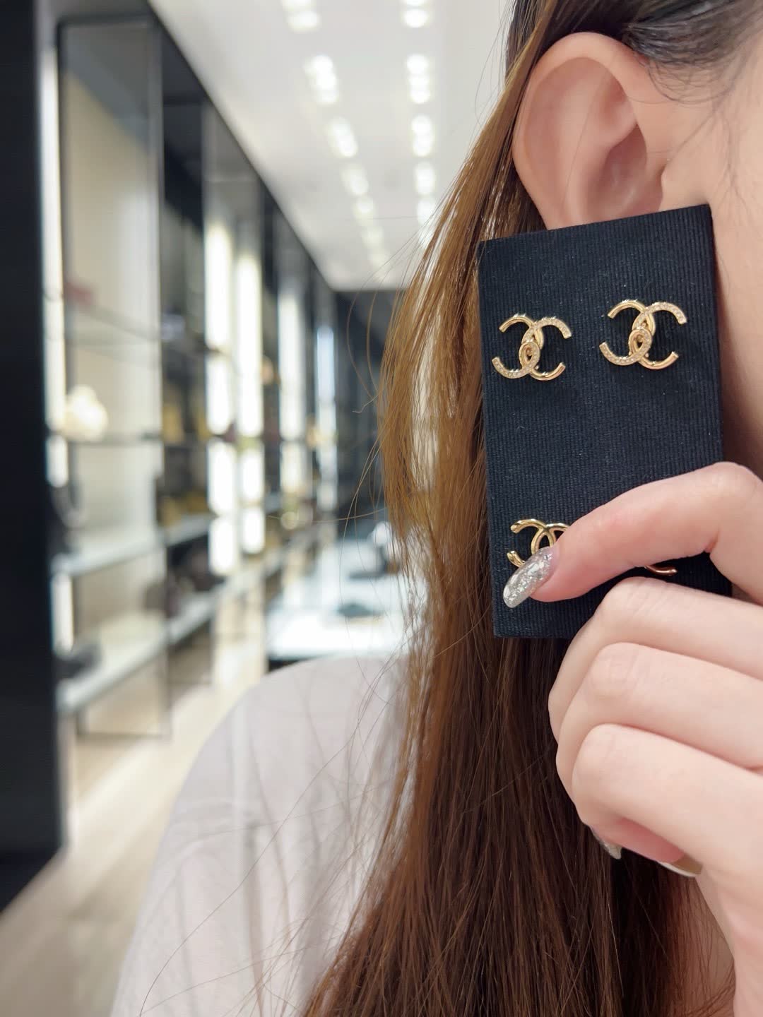 Chanel CC Logo Stud Earrings