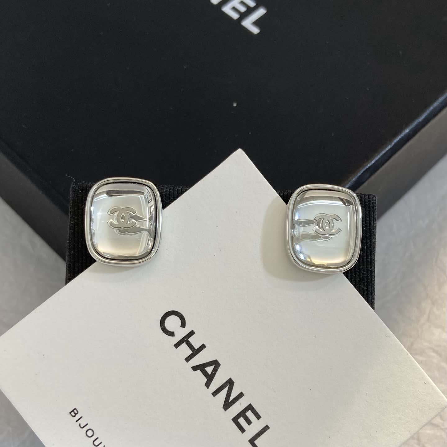 Chanel CC Logo Silver Stud Earrings Chanel CC Logo Silver Stud Earrings