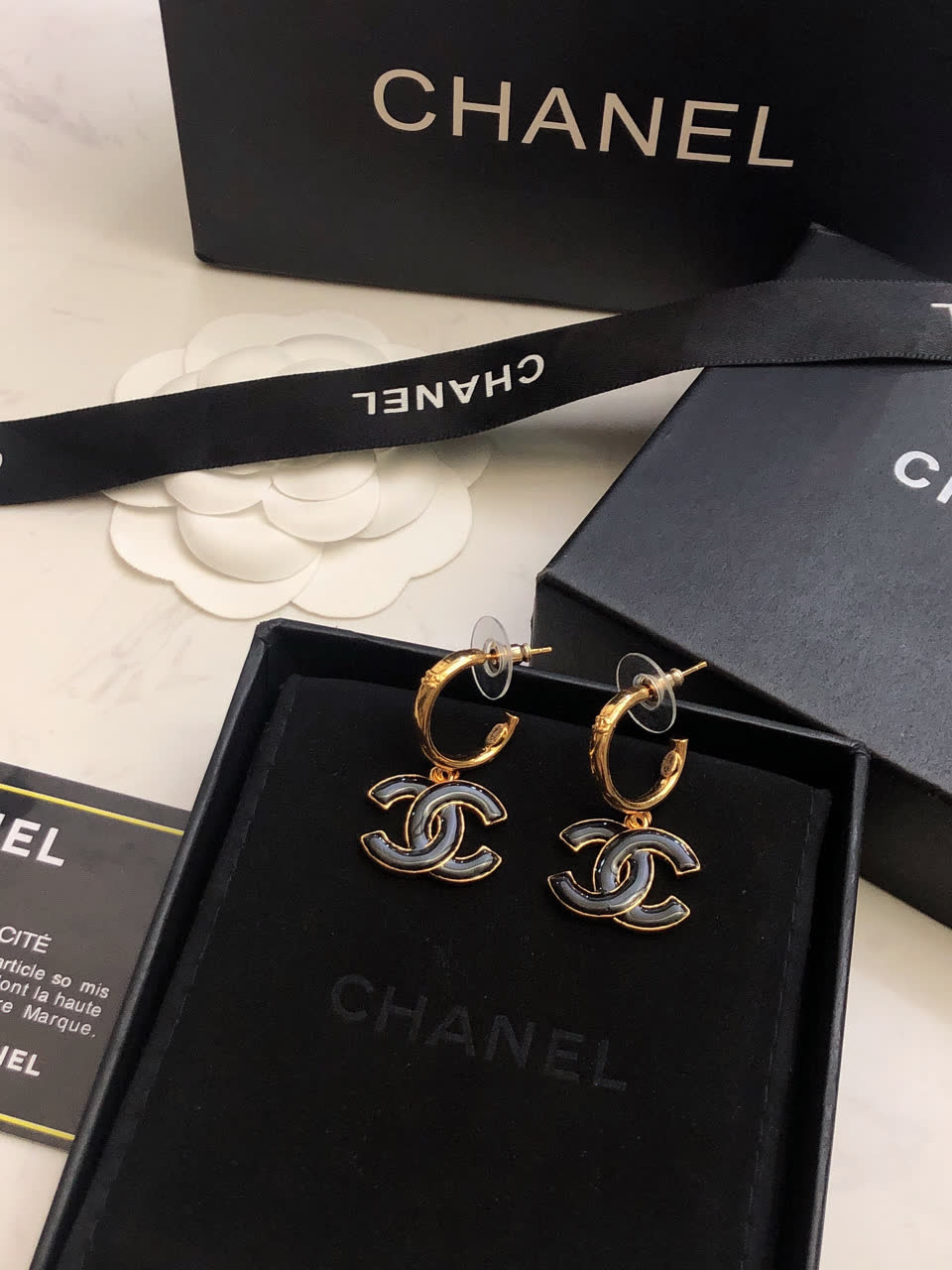 Chanel CC Logo Hoop Earrings Chanel CC Logo Hoop Earrings