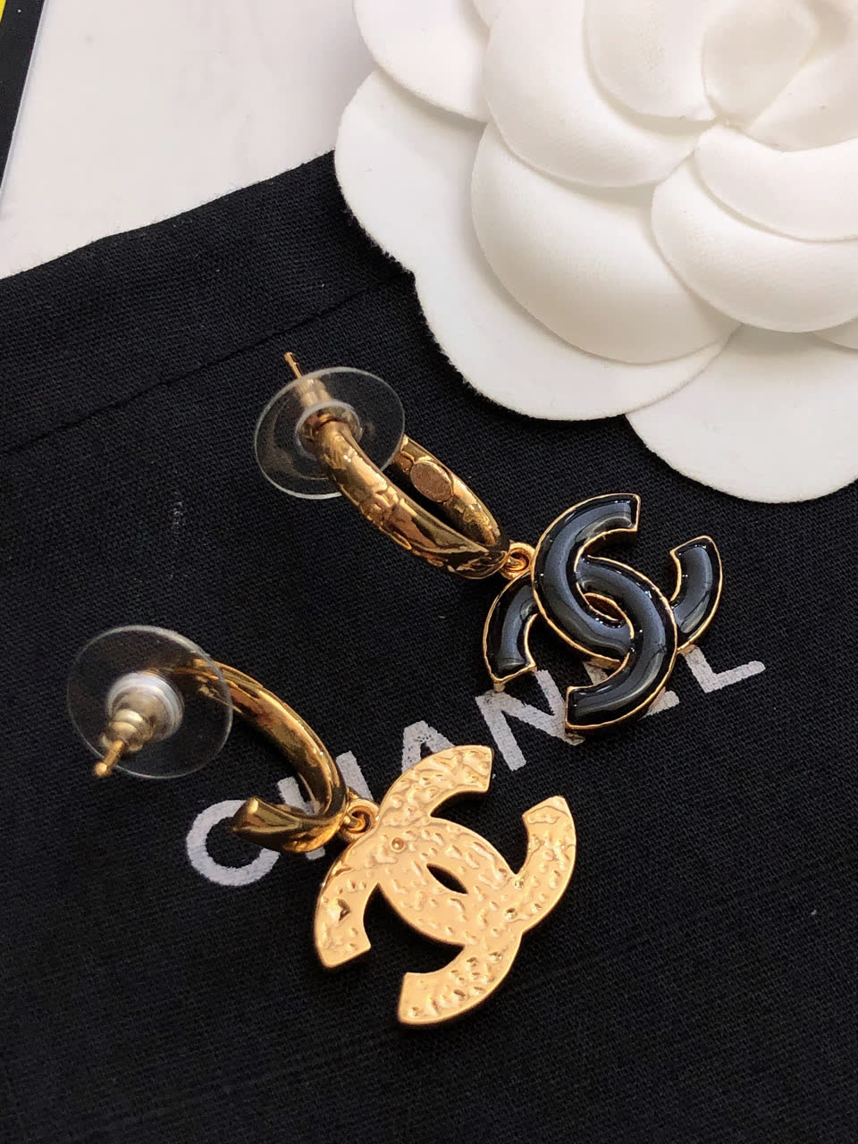 Chanel CC Logo Hoop Earrings