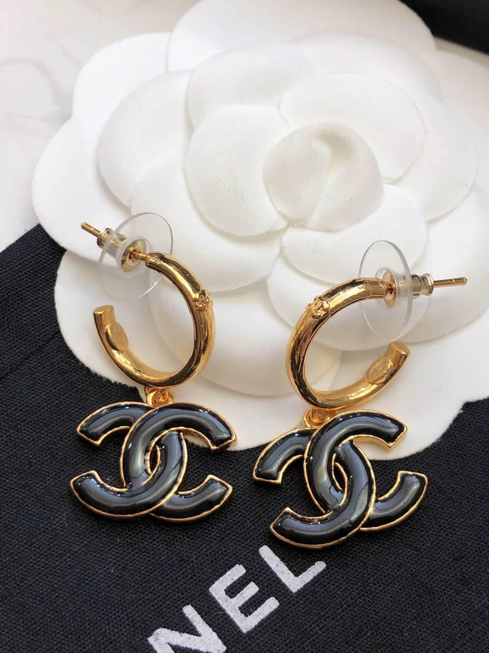 Chanel CC Logo Hoop Earrings