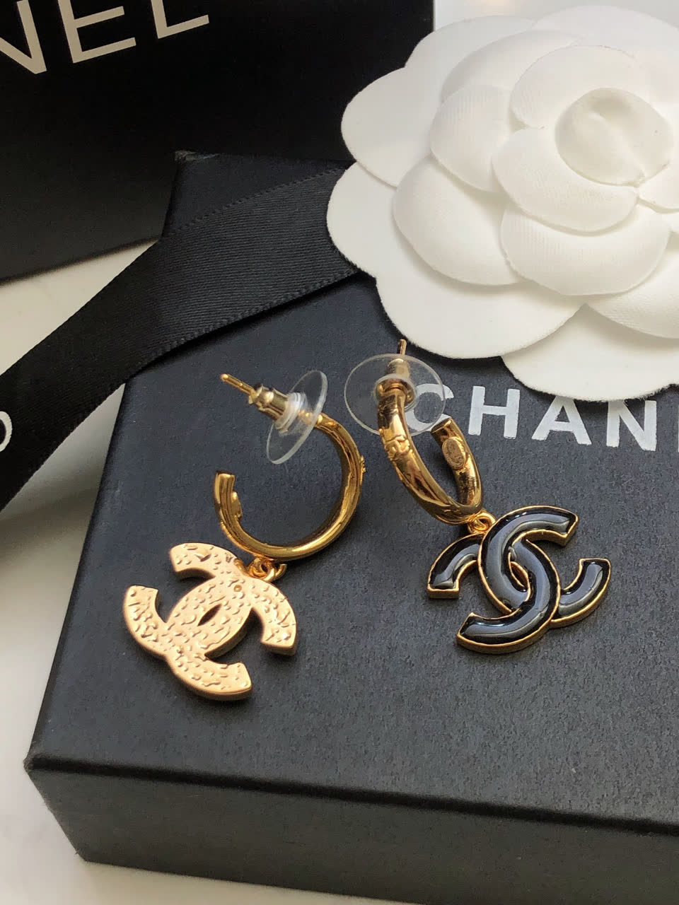 Chanel CC Logo Hoop Earrings