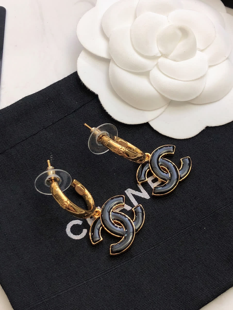 Chanel CC Logo Hoop Earrings