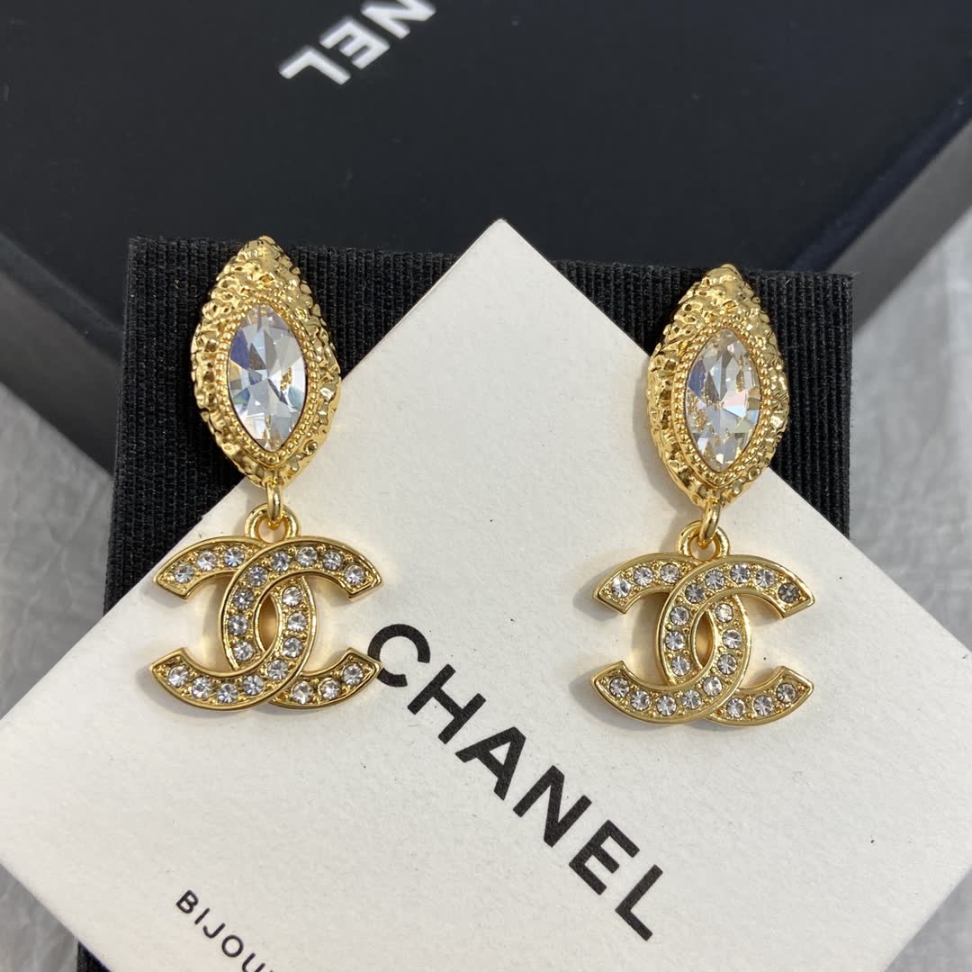 Chanel CC Crystal Drop Earrings Chanel CC Crystal Drop Earrings