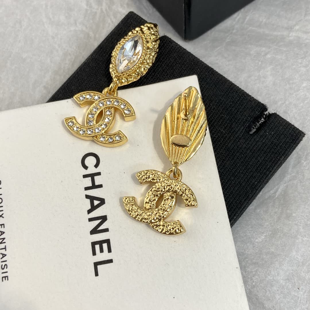 Chanel CC Crystal Drop Earrings