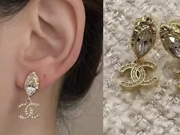 Chanel CC Crystal Drop Earrings