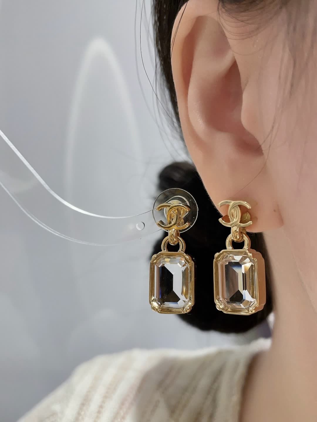 Chanel CC Crystal Earrings