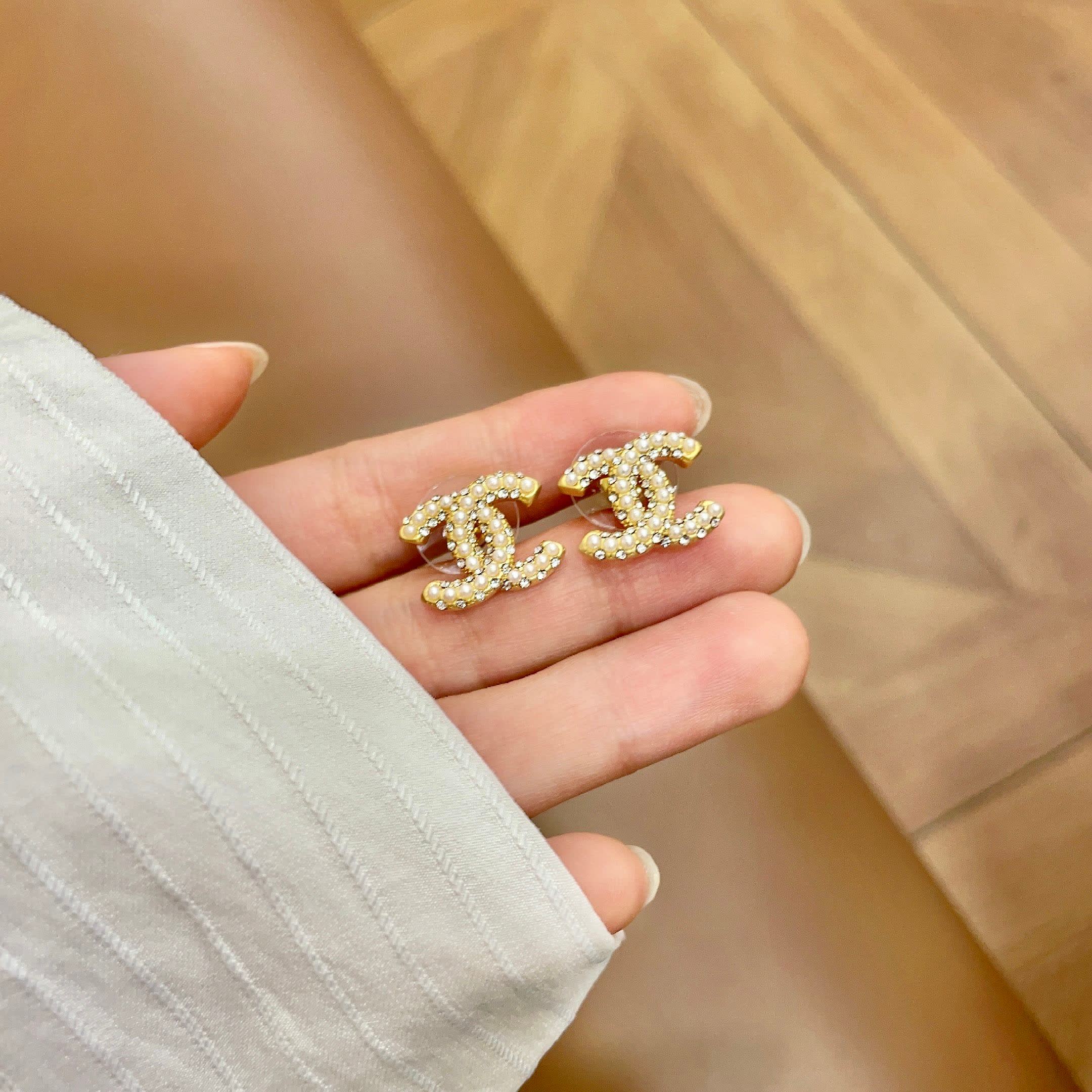 Chanel CC Logo Stud Earrings