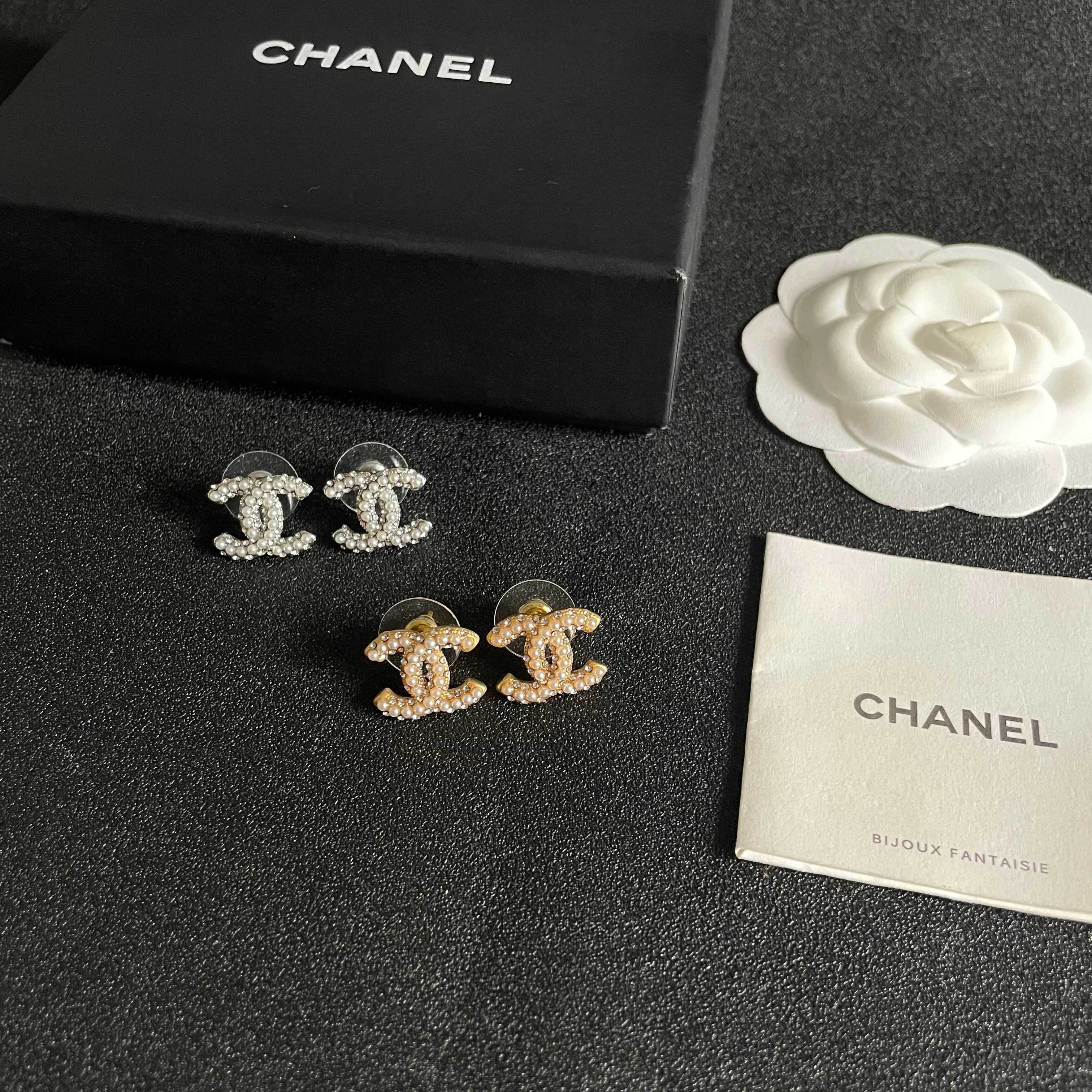 Chanel CC Logo Stud Earrings