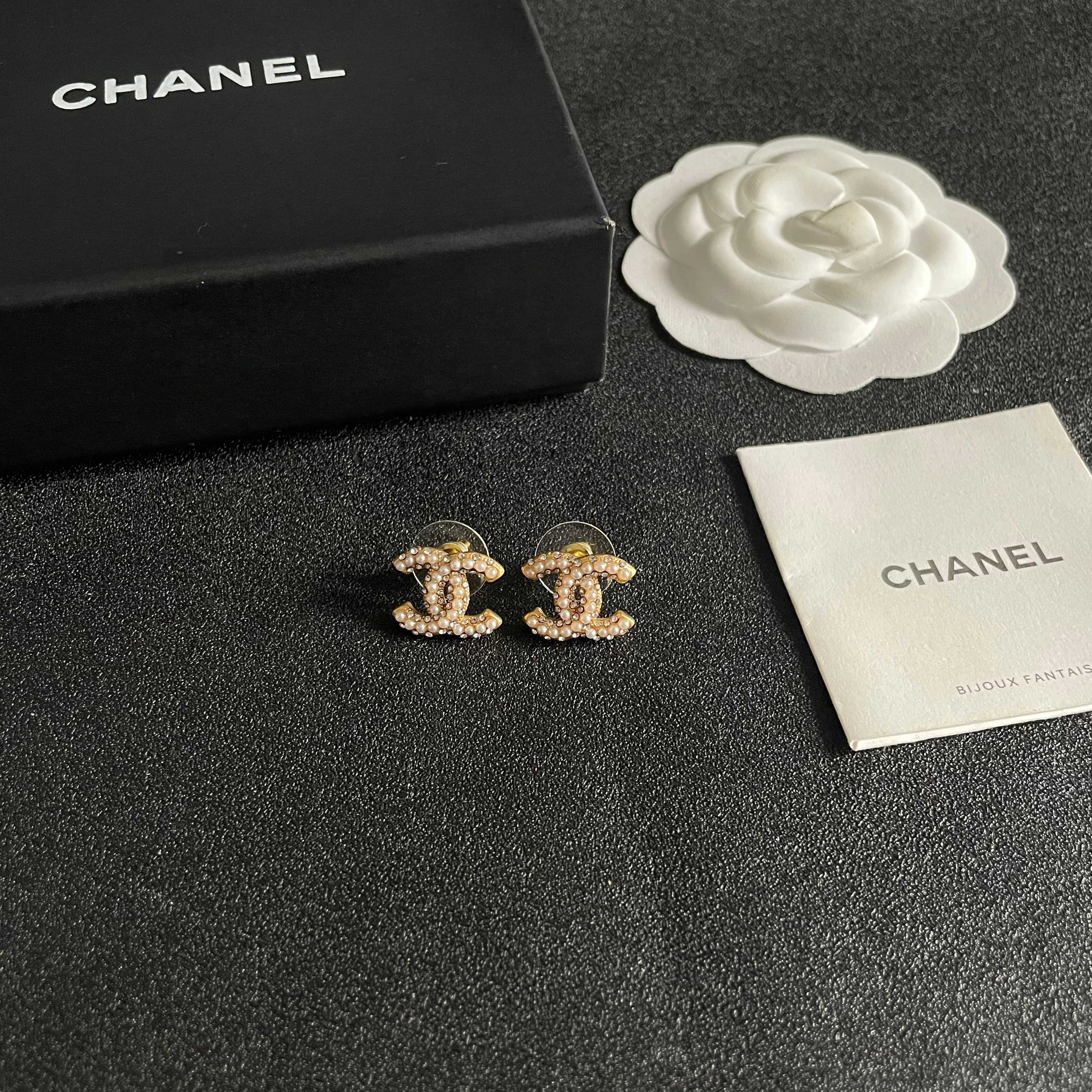 Chanel CC Logo Stud Earrings