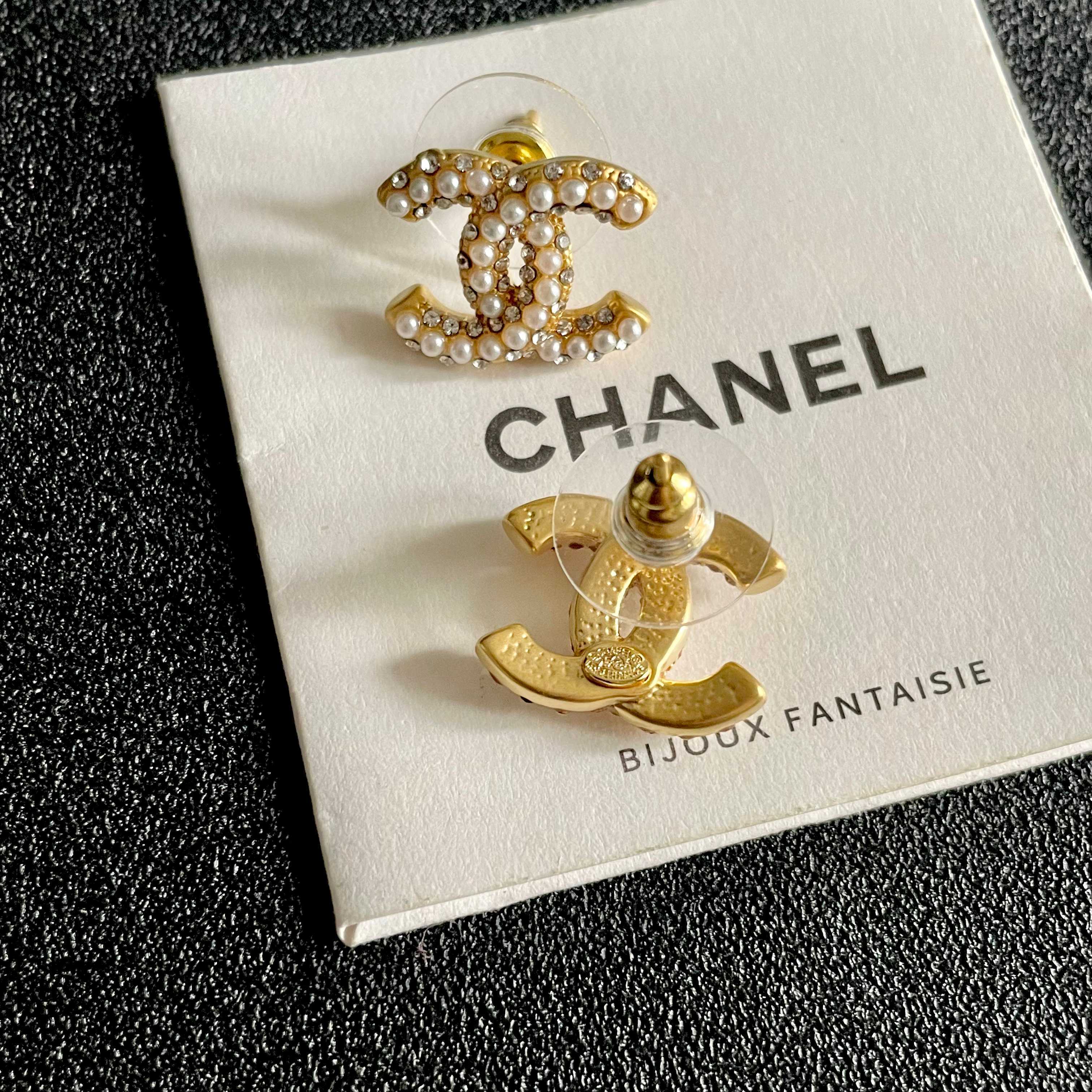 Chanel CC Logo Stud Earrings