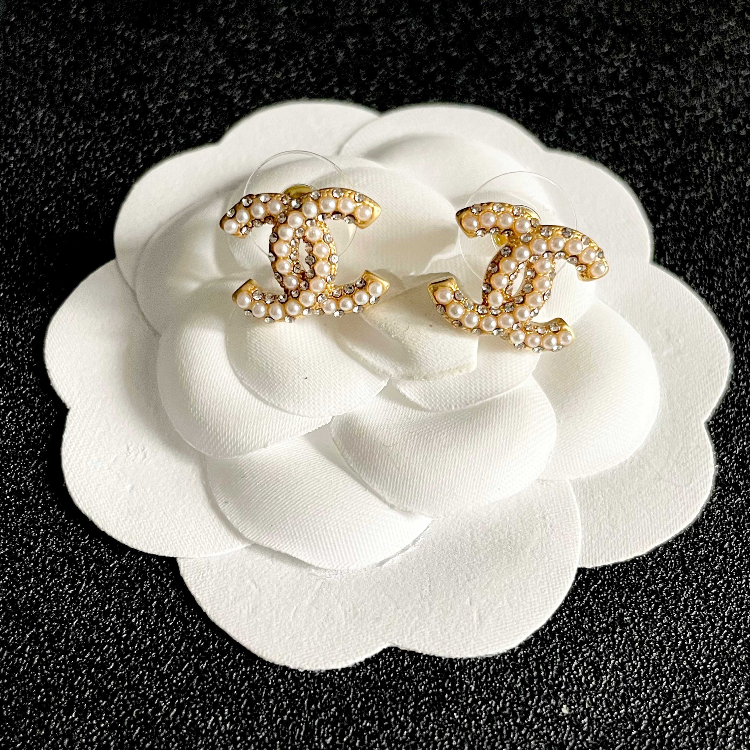 Chanel CC Logo Stud Earrings