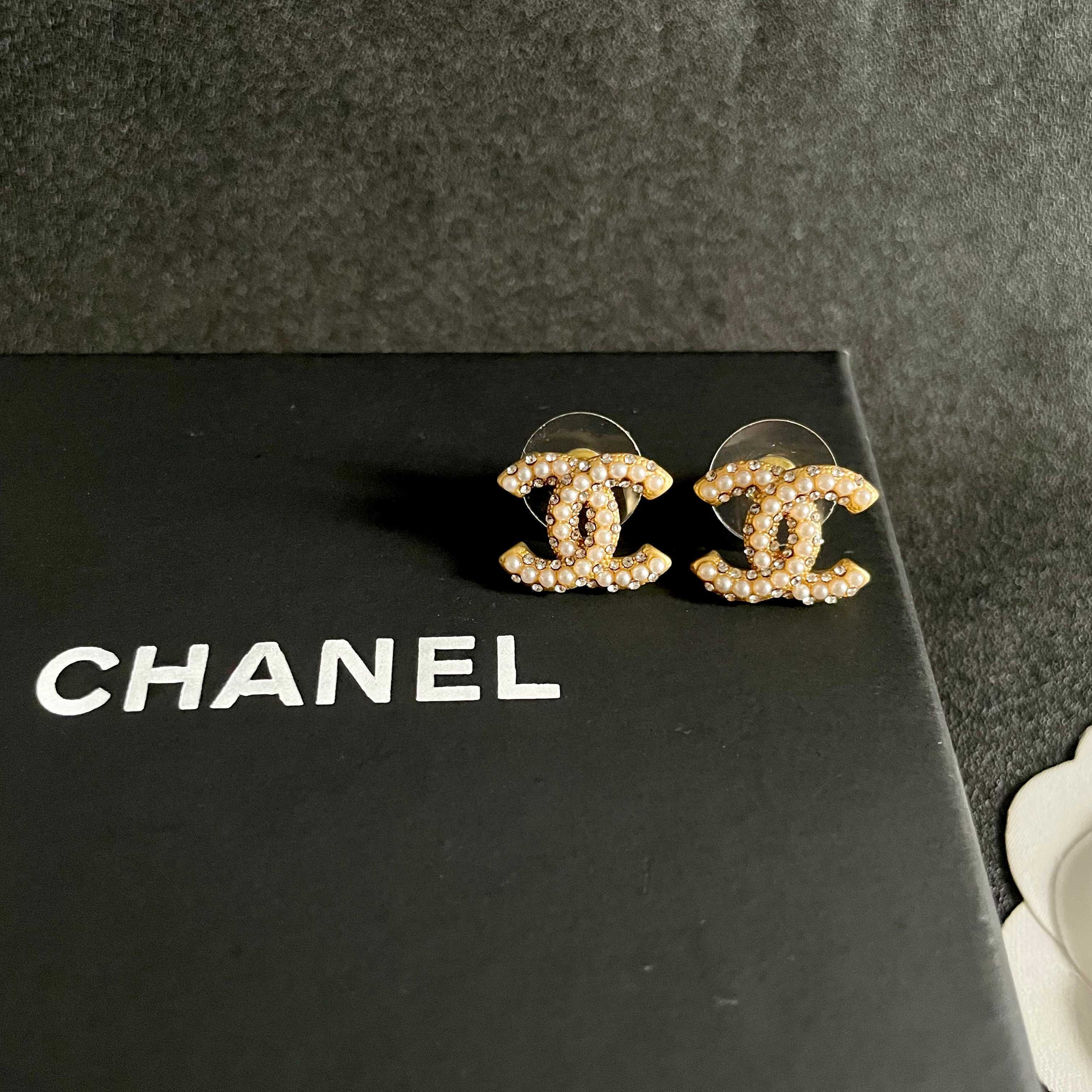 Chanel CC Logo Stud Earrings