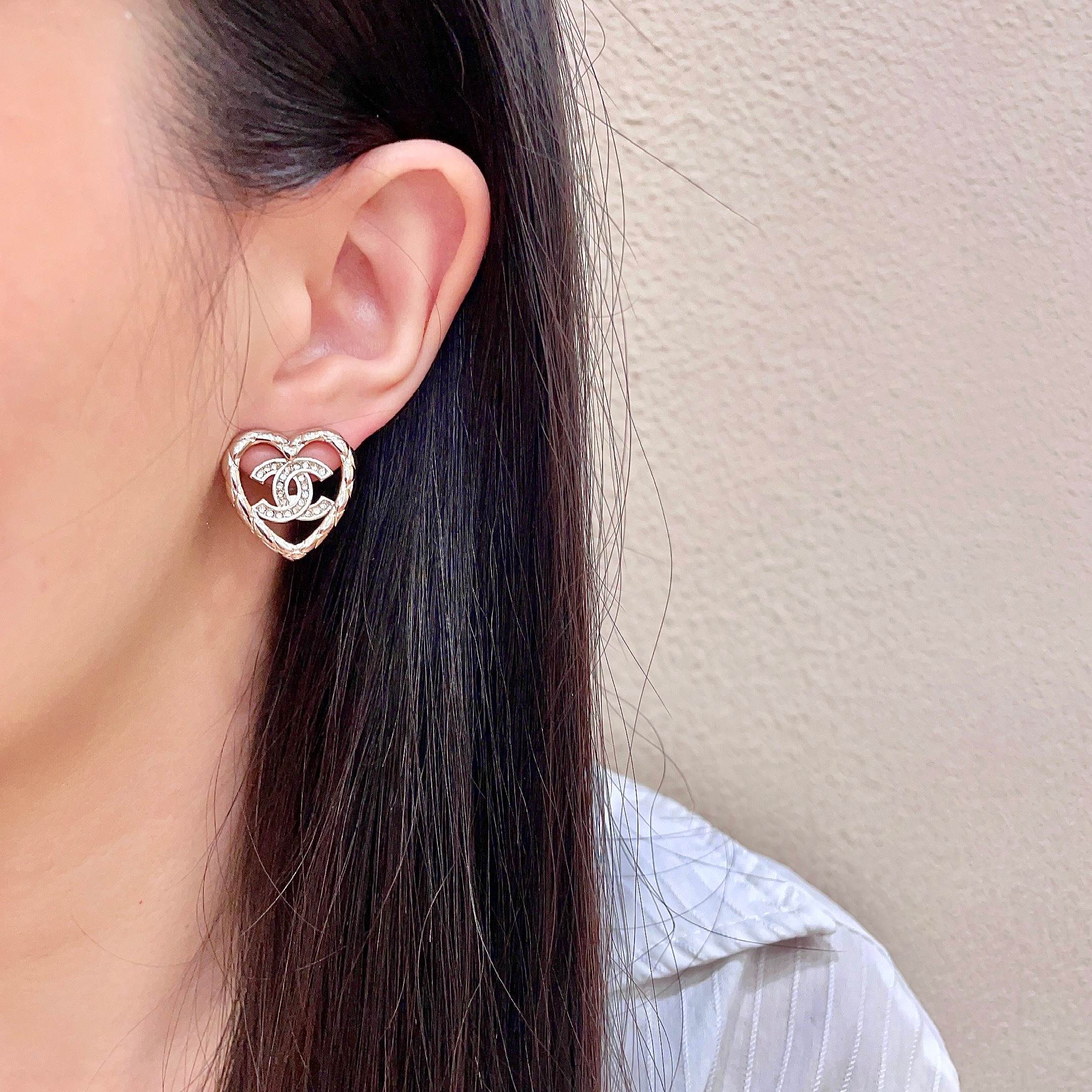 Chanel Heart Shaped Earrings
