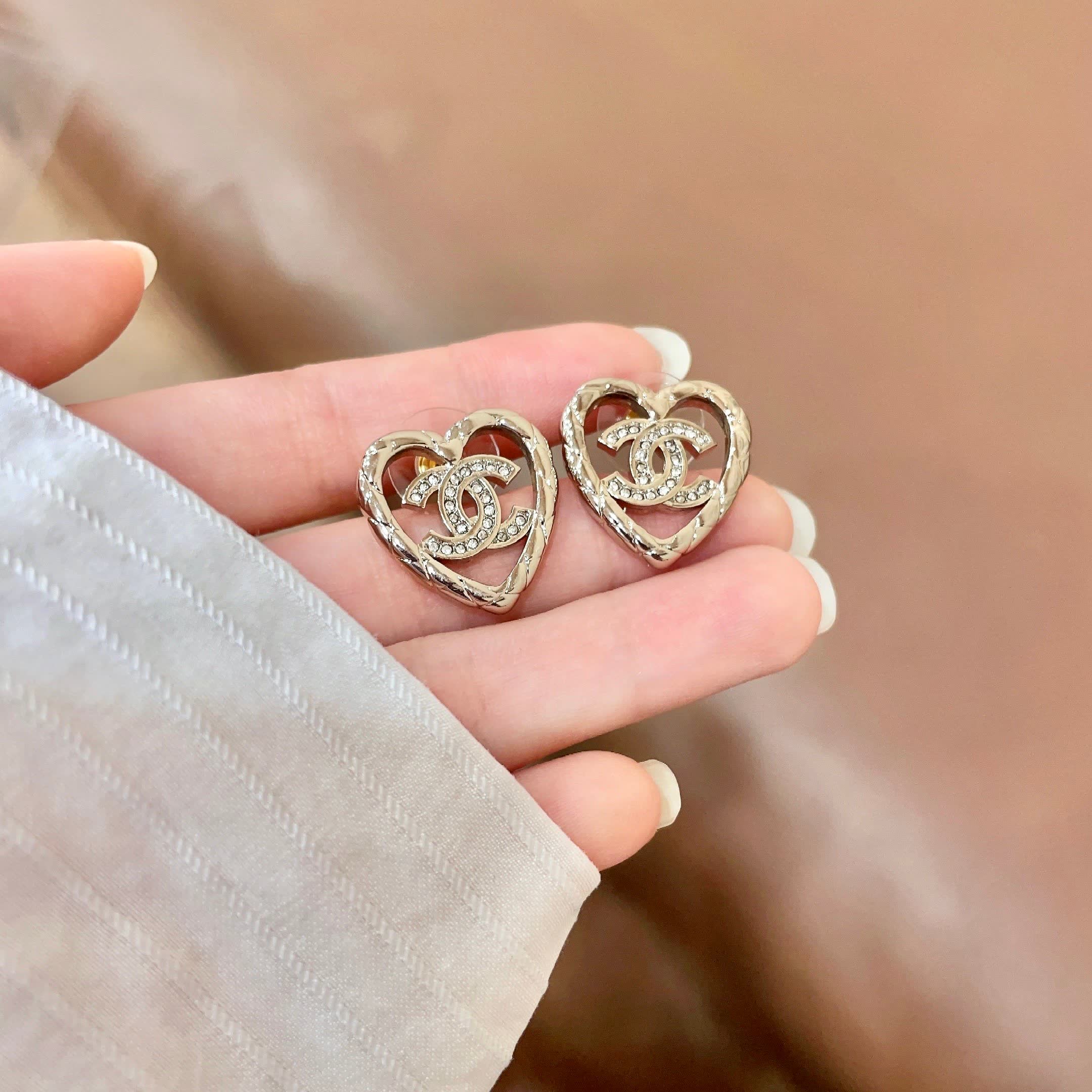 Chanel Heart Shaped Earrings