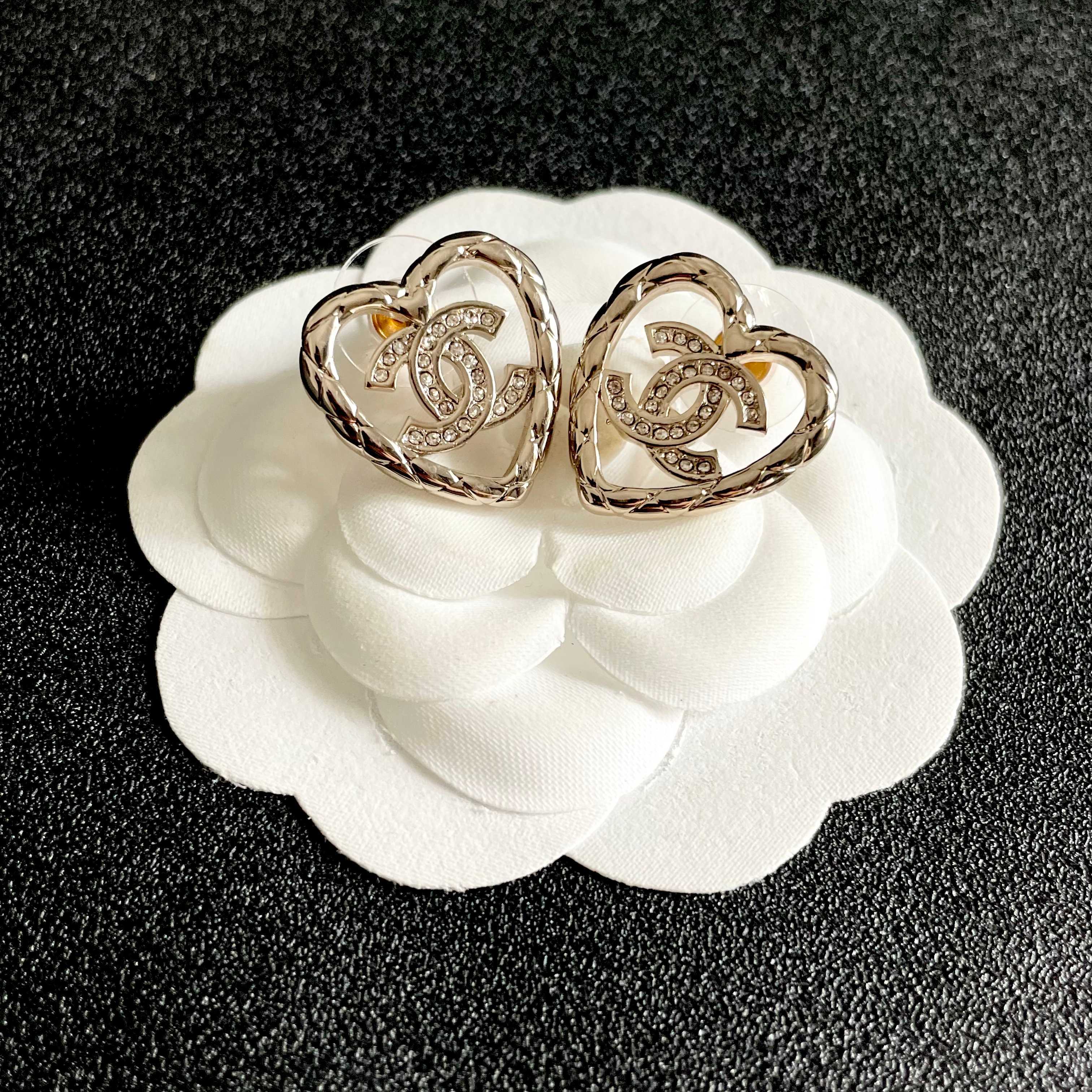 Chanel Heart Shaped Earrings