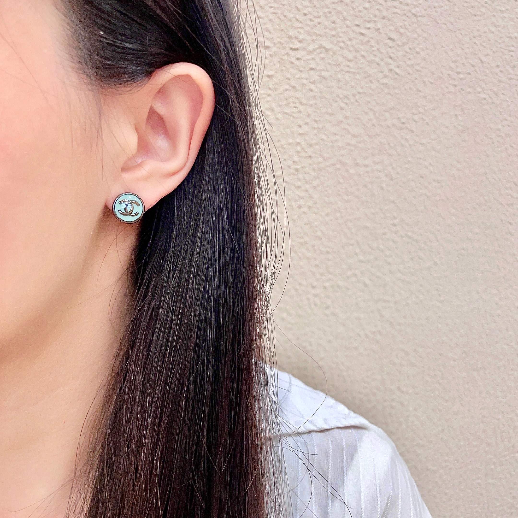 Chanel CC Logo Stud Earrings