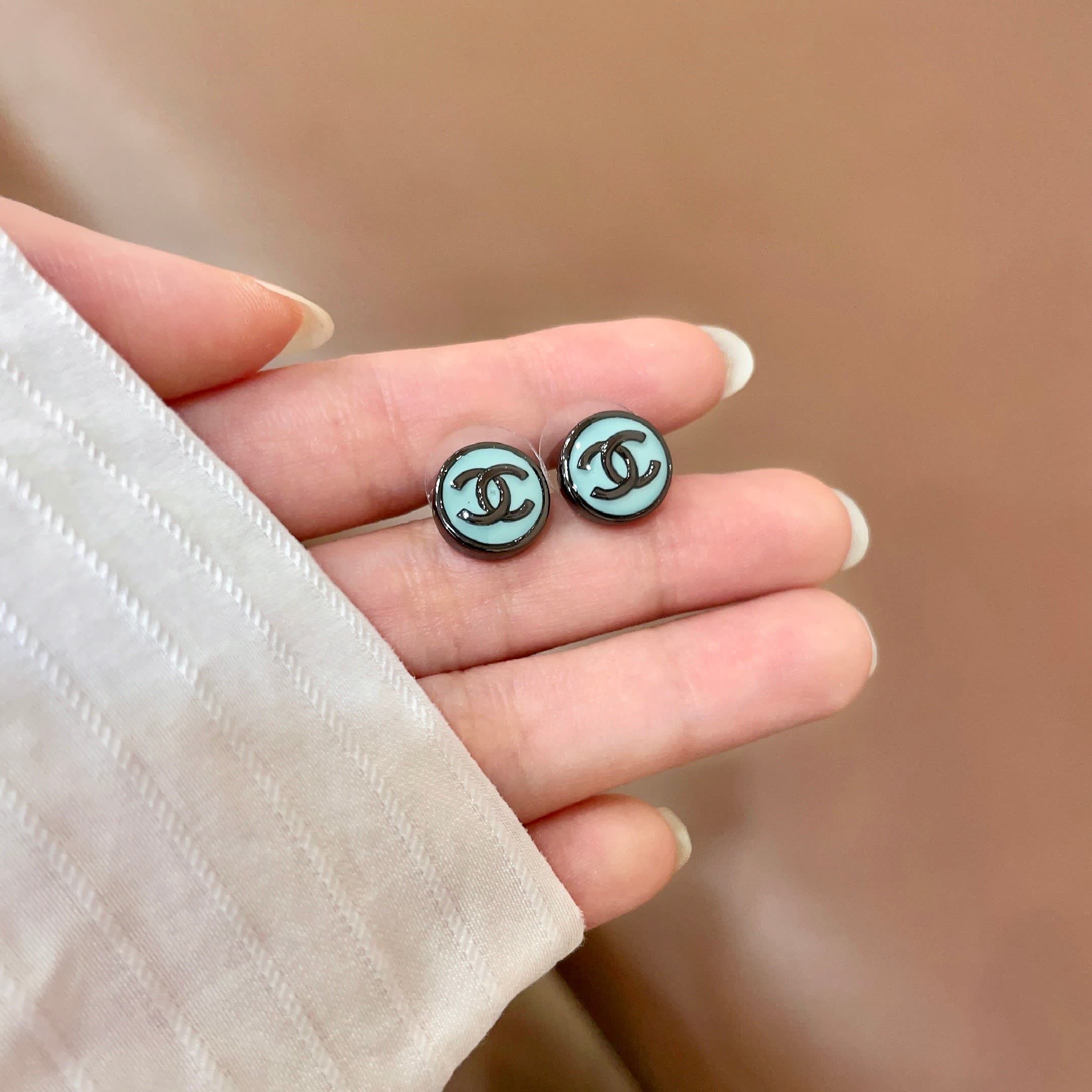 Chanel CC Logo Stud Earrings
