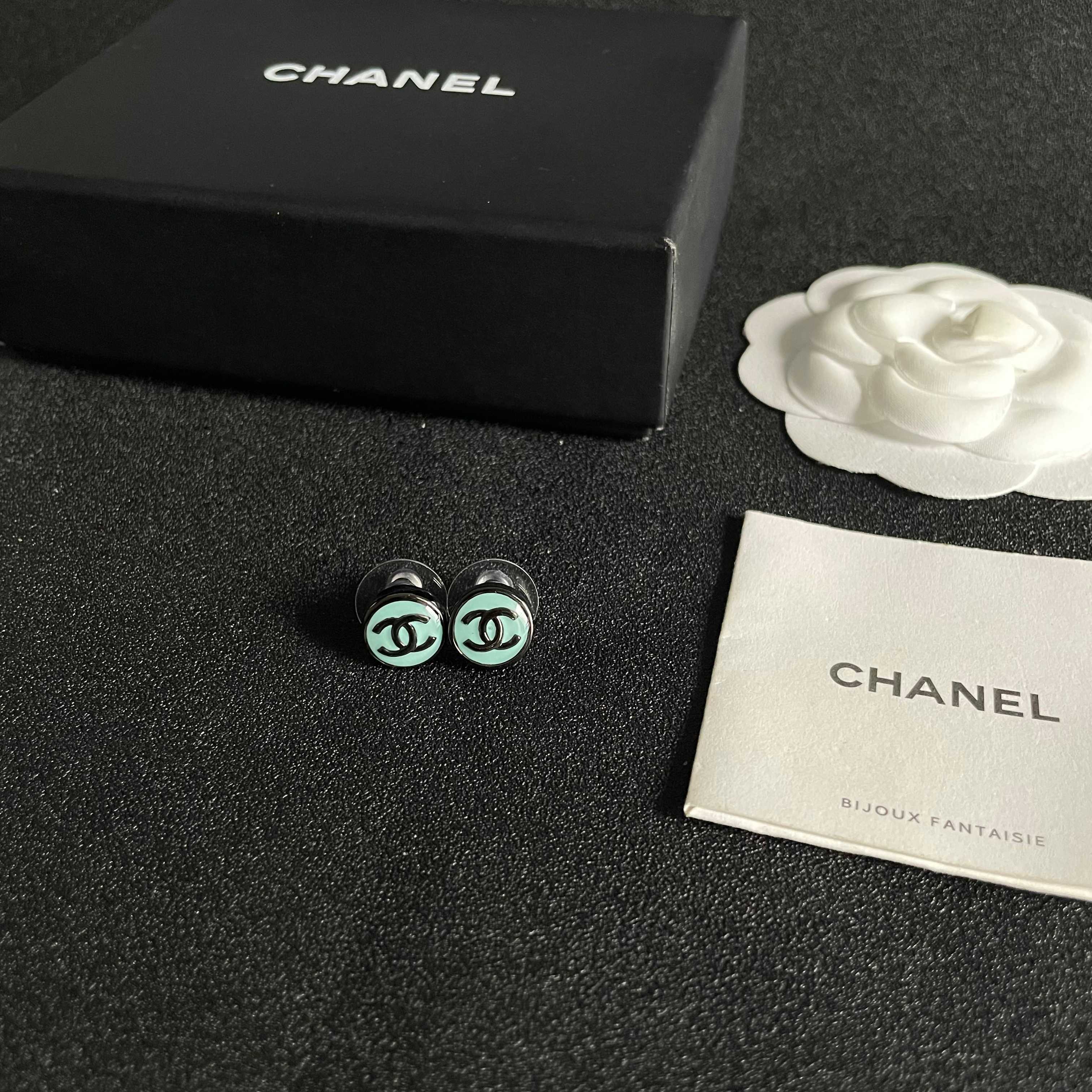 Chanel CC Logo Stud Earrings