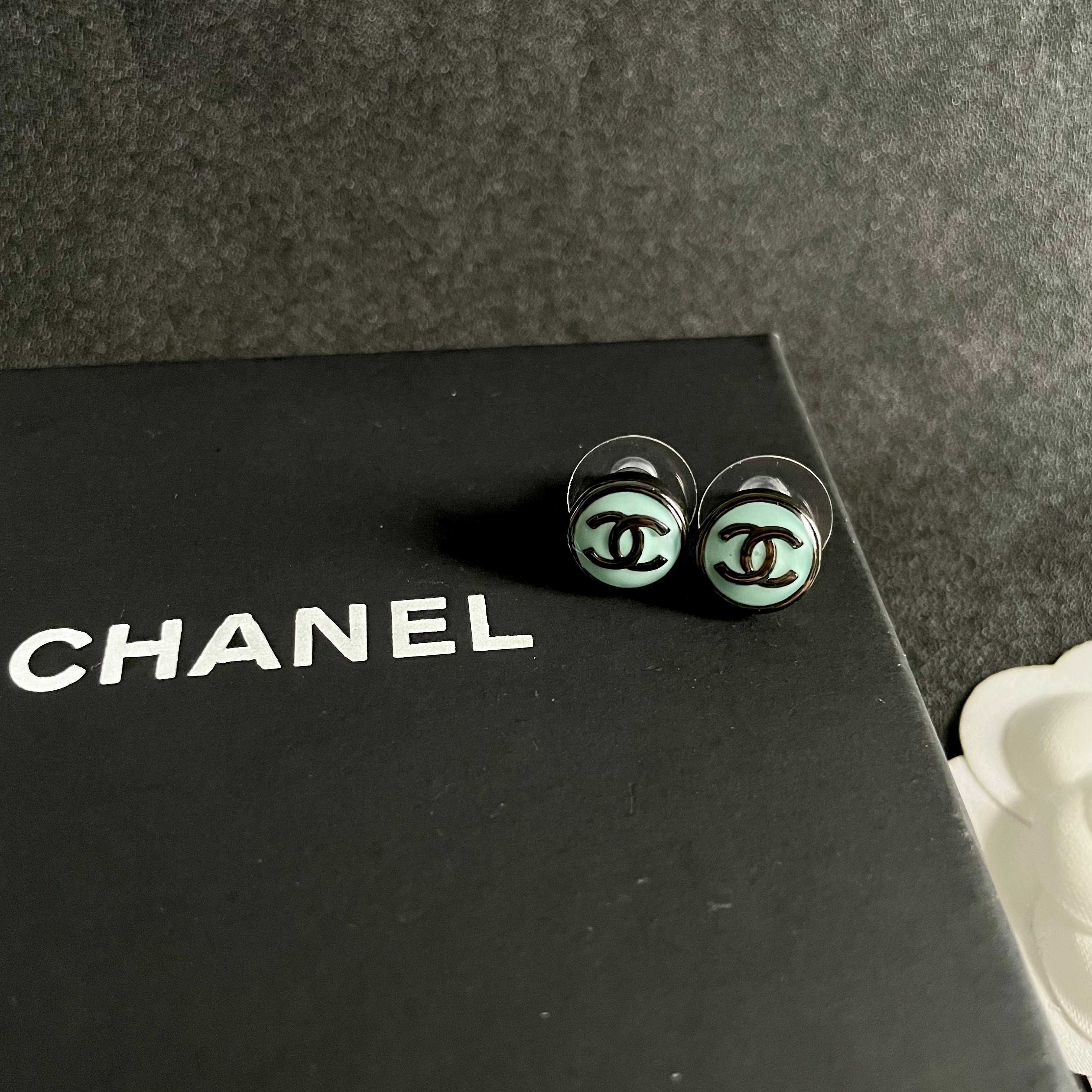 Chanel CC Logo Stud Earrings