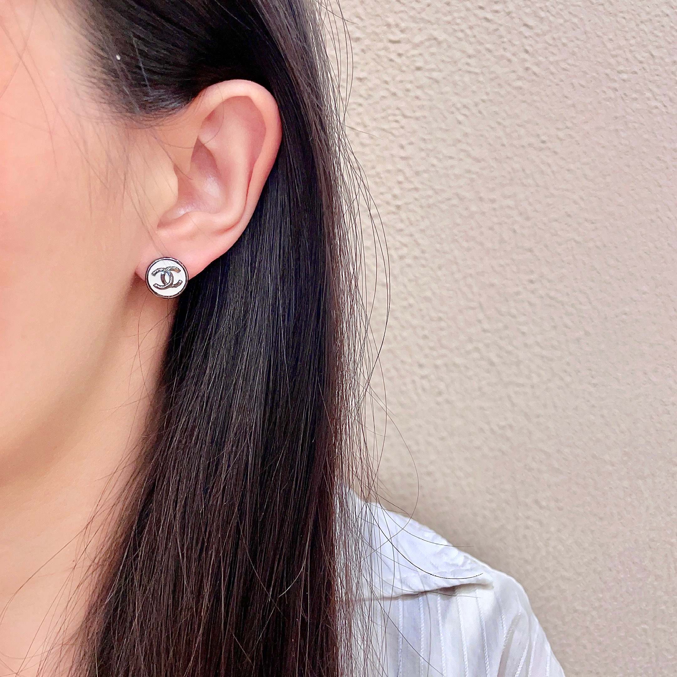 Chanel CC Logo Stud Earrings