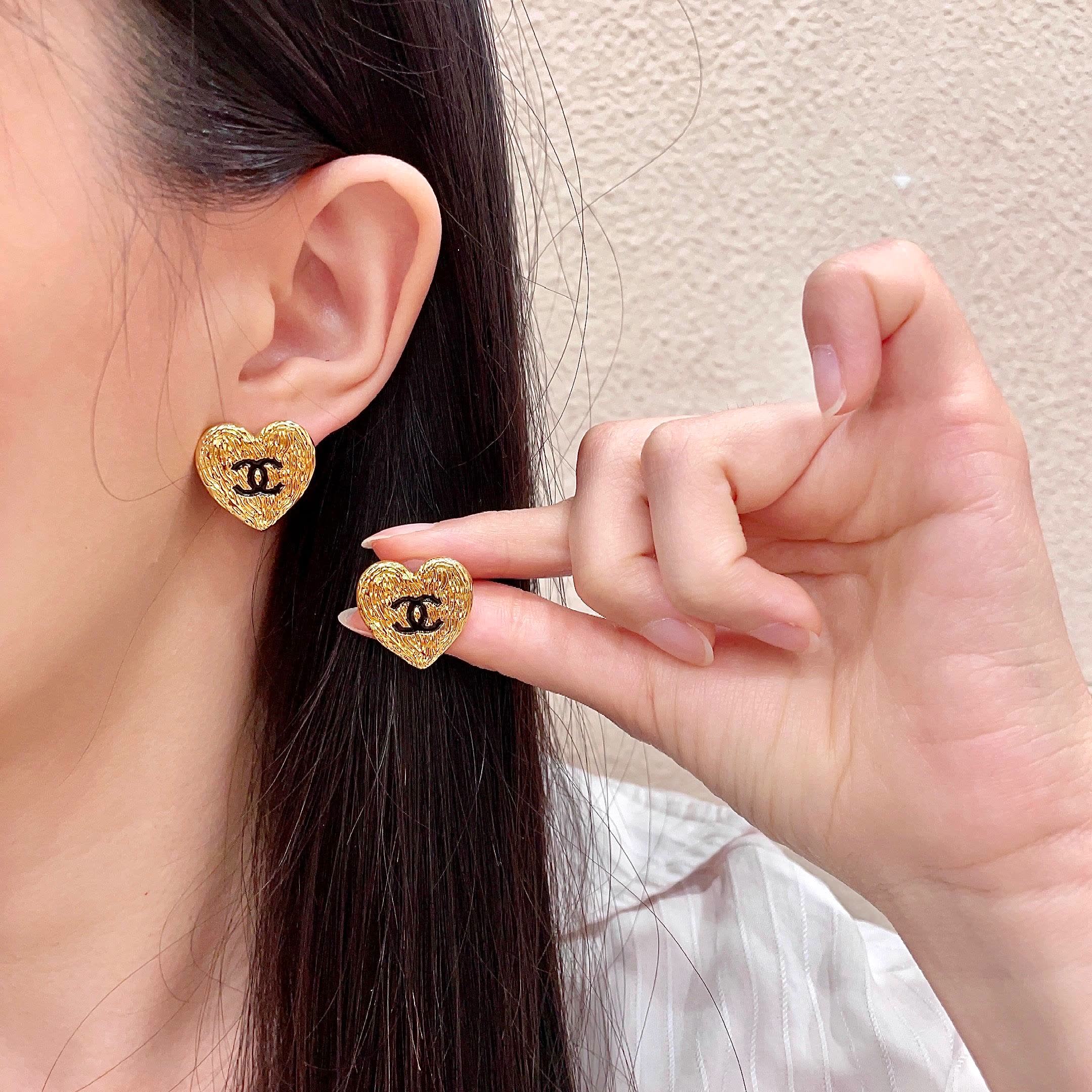 Chanel Heart Stud Earrings Chanel Heart Stud Earrings