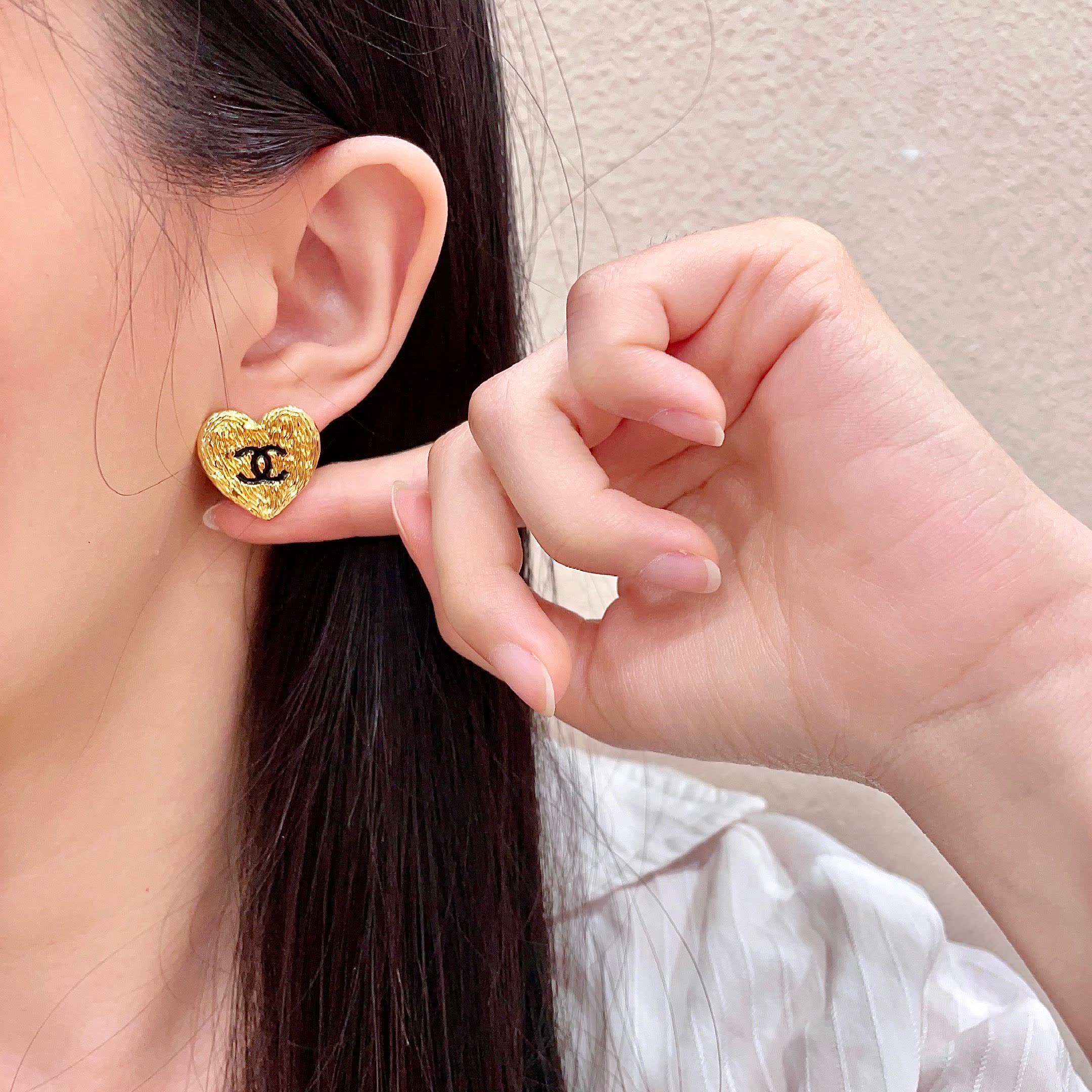 Chanel Heart Stud Earrings