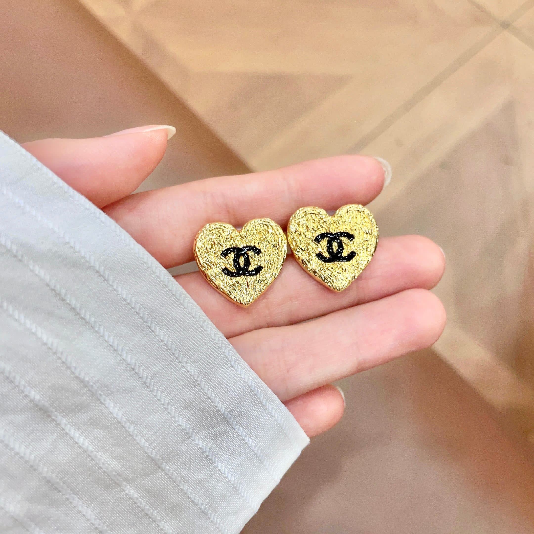 Chanel Heart Stud Earrings