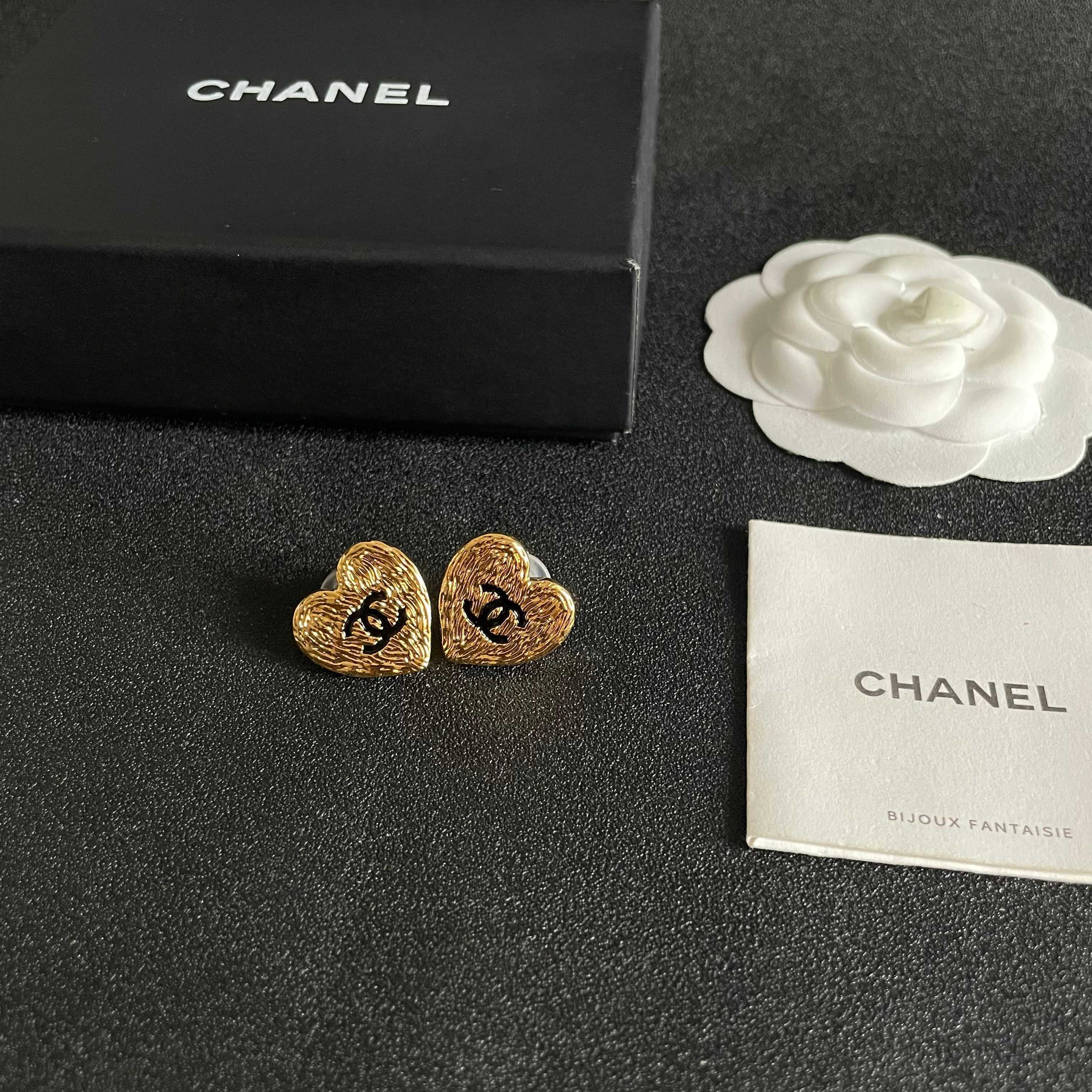 Chanel Heart Stud Earrings