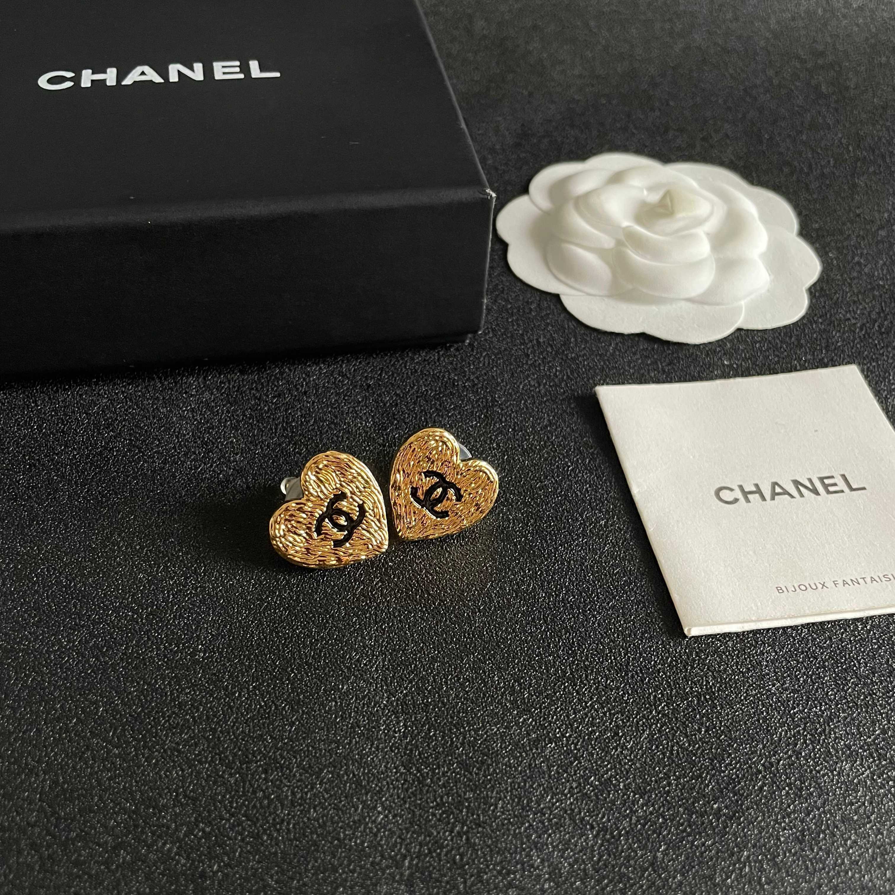 Chanel Heart Stud Earrings