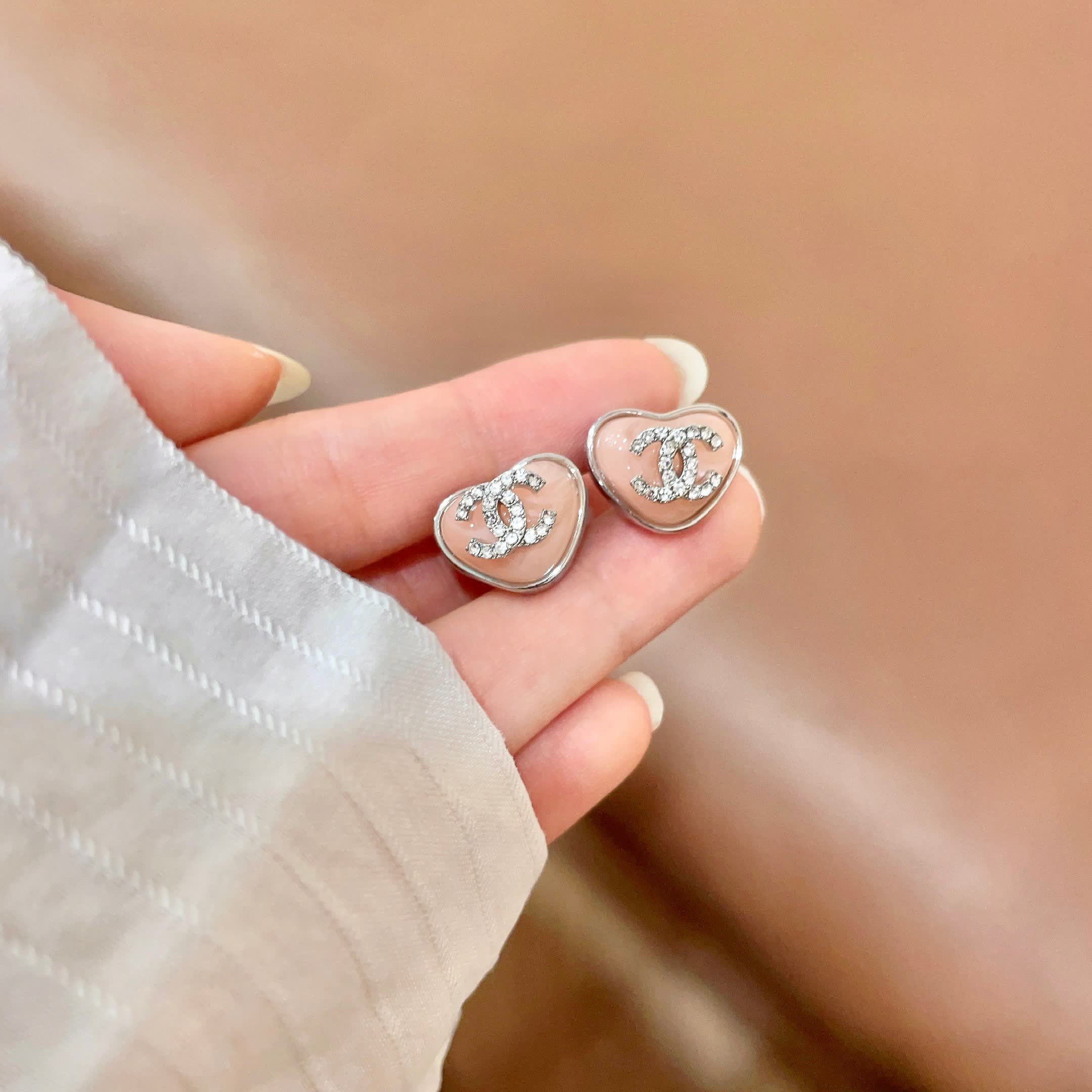 Chanel Heart Stud Earrings
