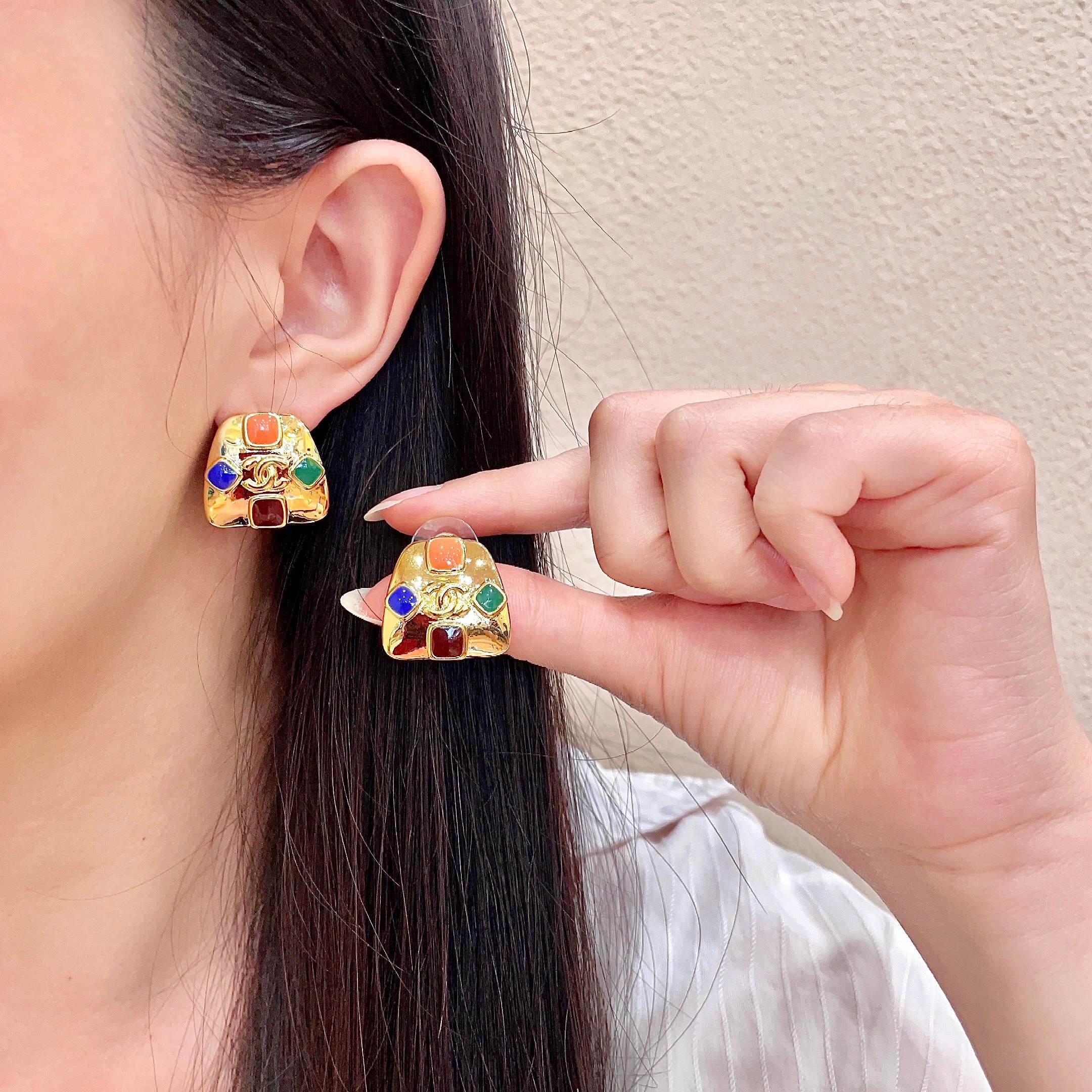 Chanel Multicolored Stone Earrings Chanel Multicolored Stone Earrings