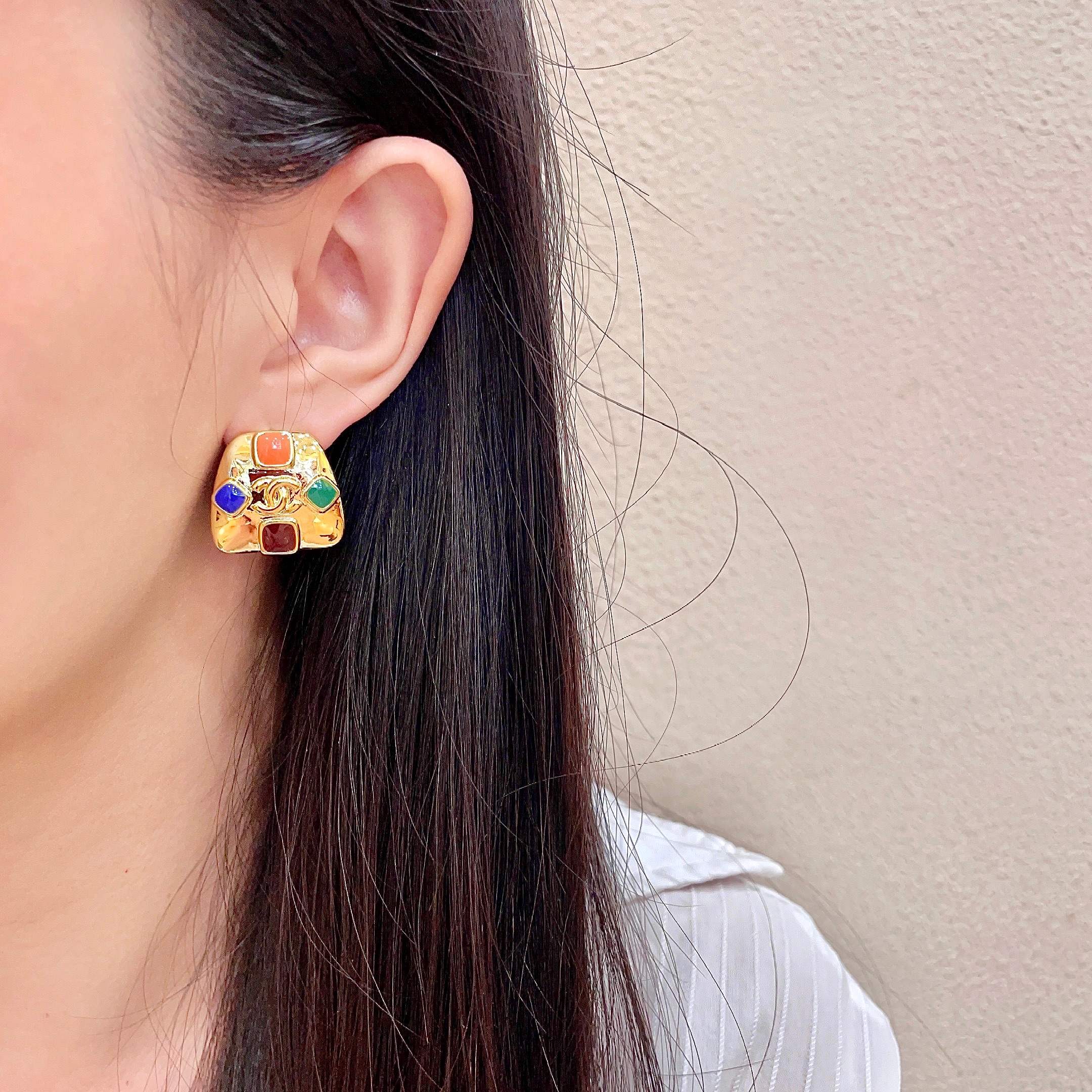 Chanel Multicolored Stone Earrings
