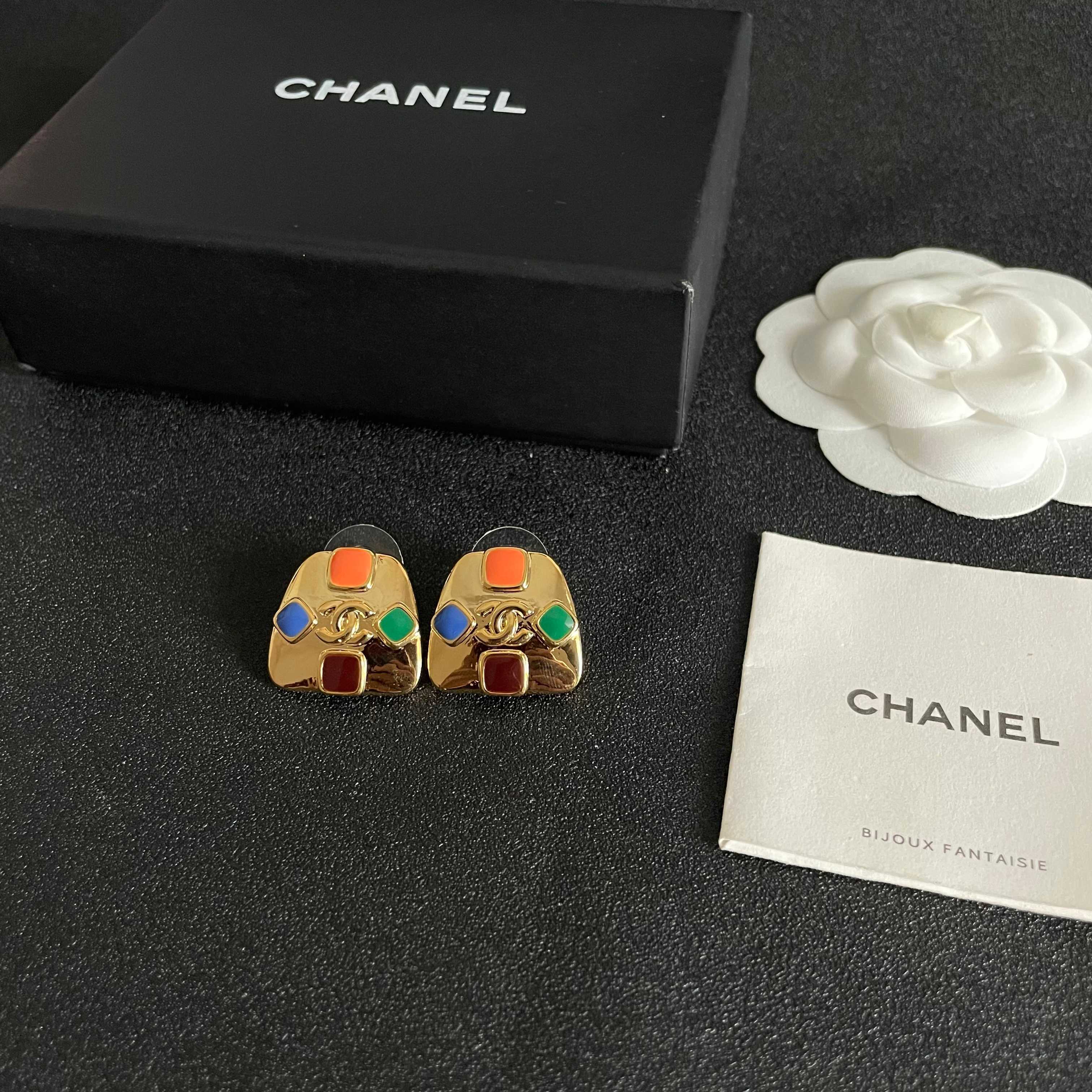 Chanel Multicolored Stone Earrings