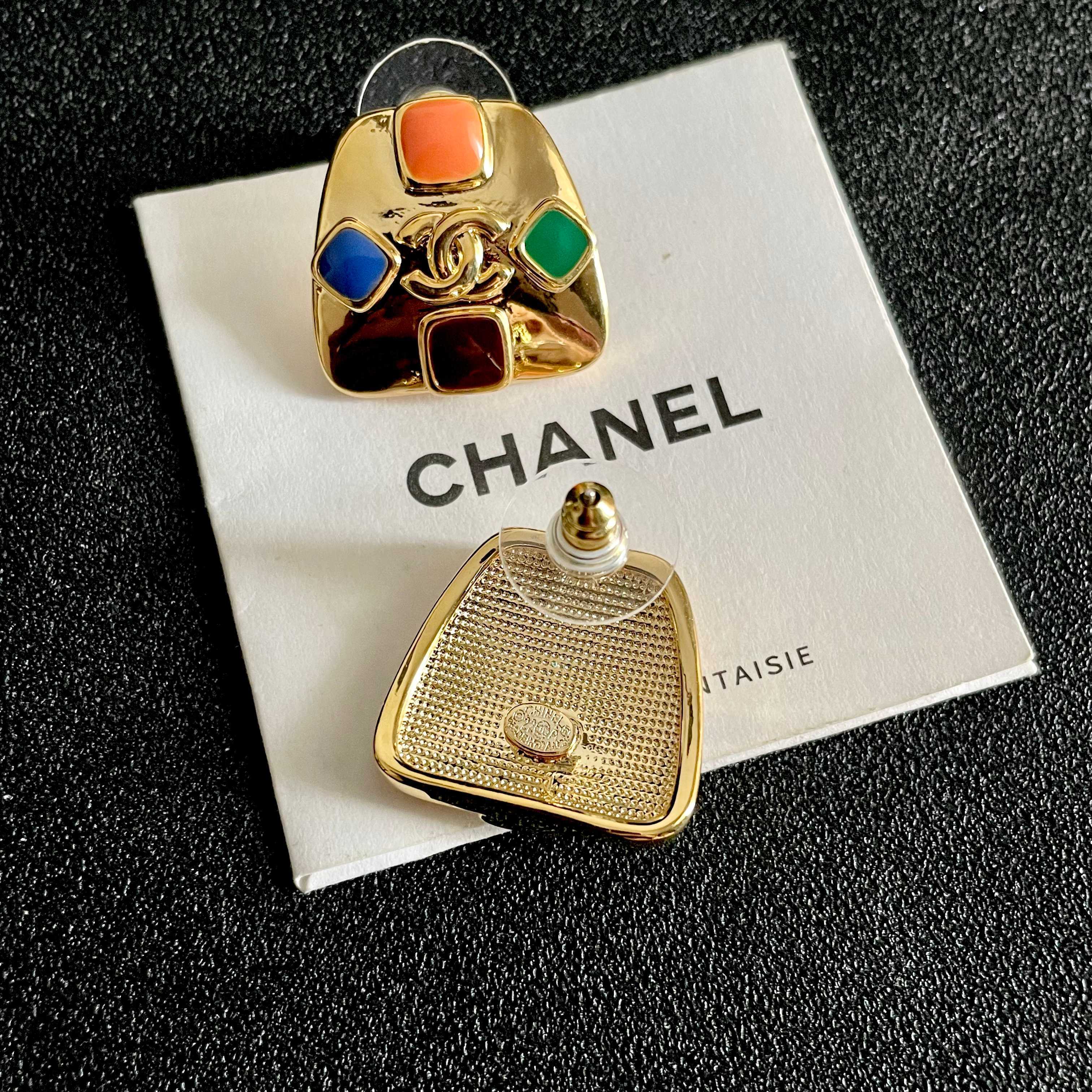 Chanel Multicolored Stone Earrings