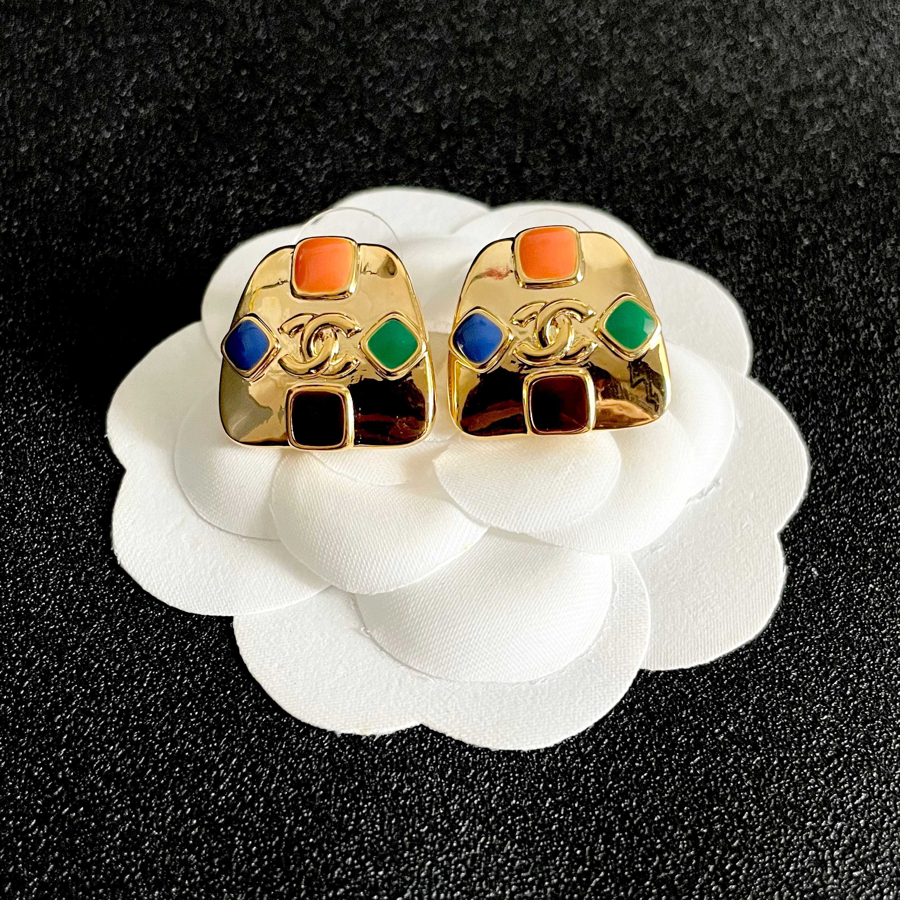 Chanel Multicolored Stone Earrings