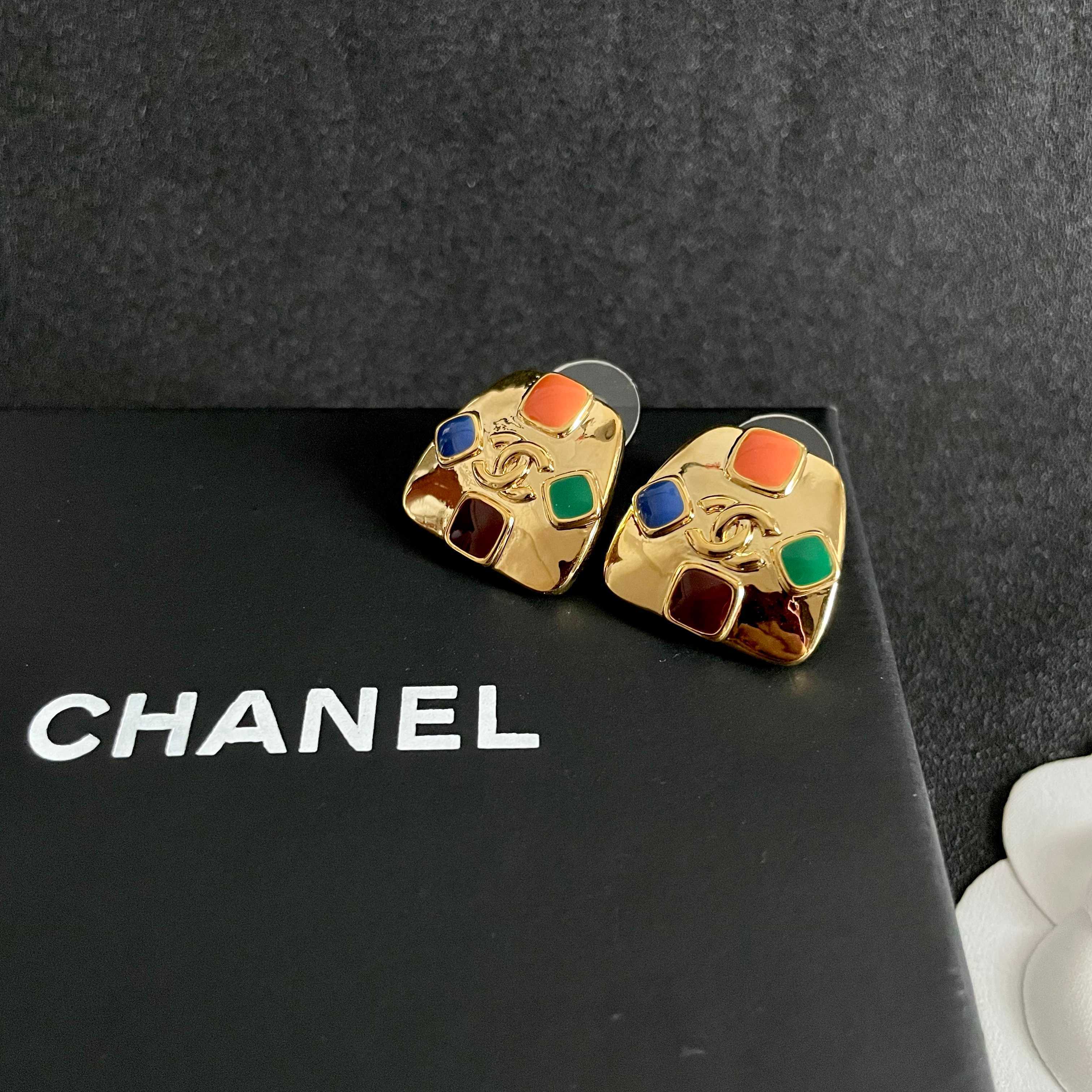 Chanel Multicolored Stone Earrings