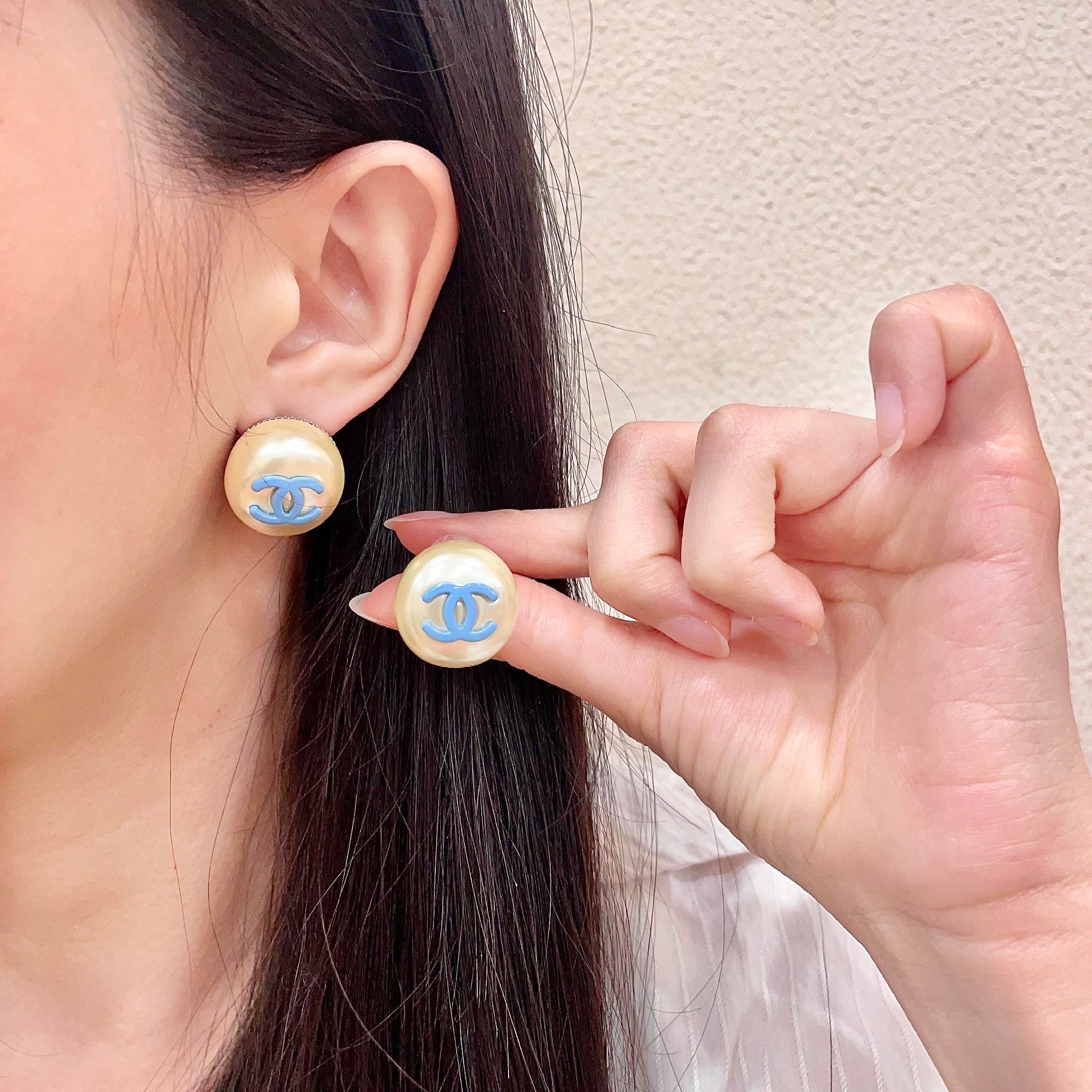 Chanel Pearl Logo Earrings Chanel Pearl Logo Earrings