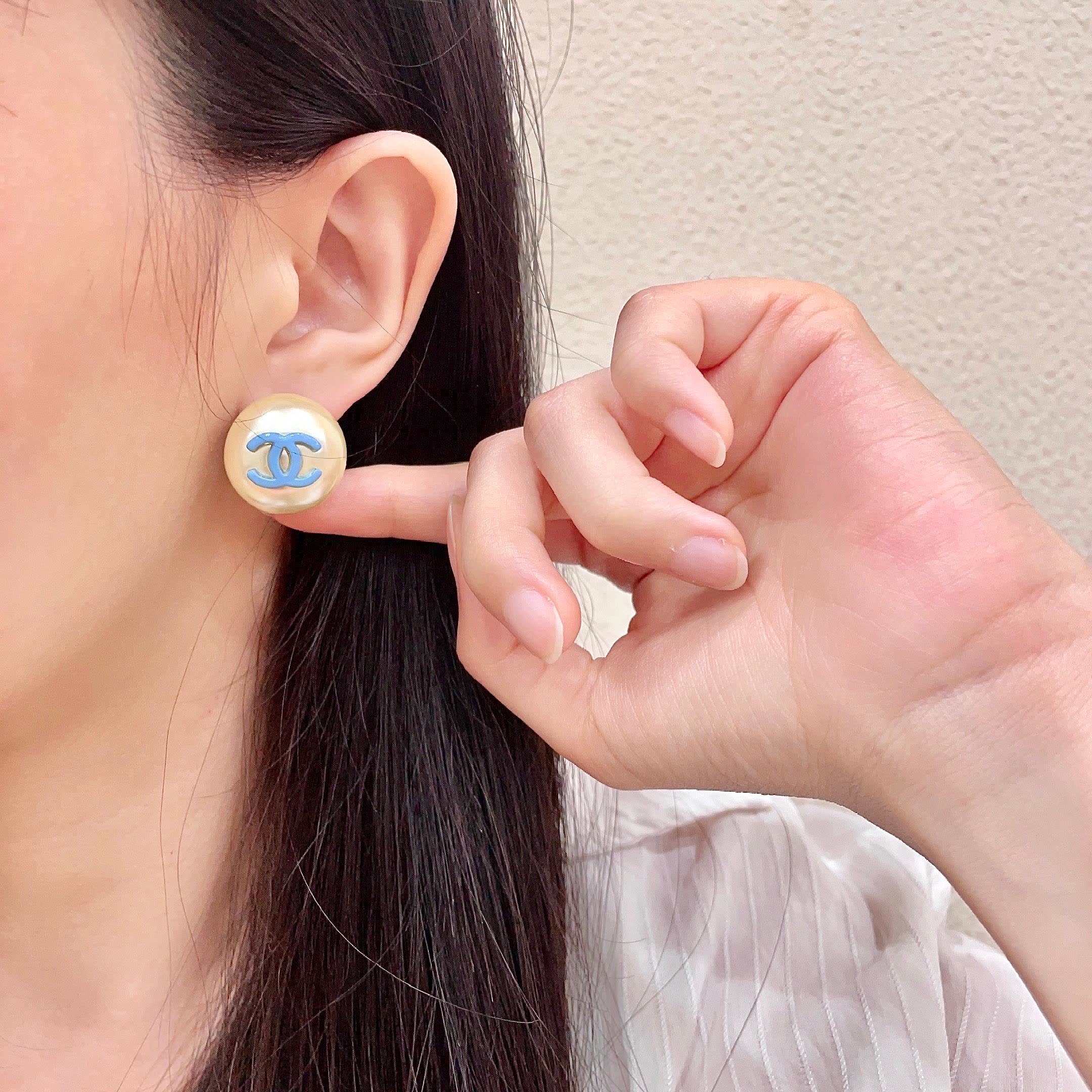Chanel Pearl Logo Earrings