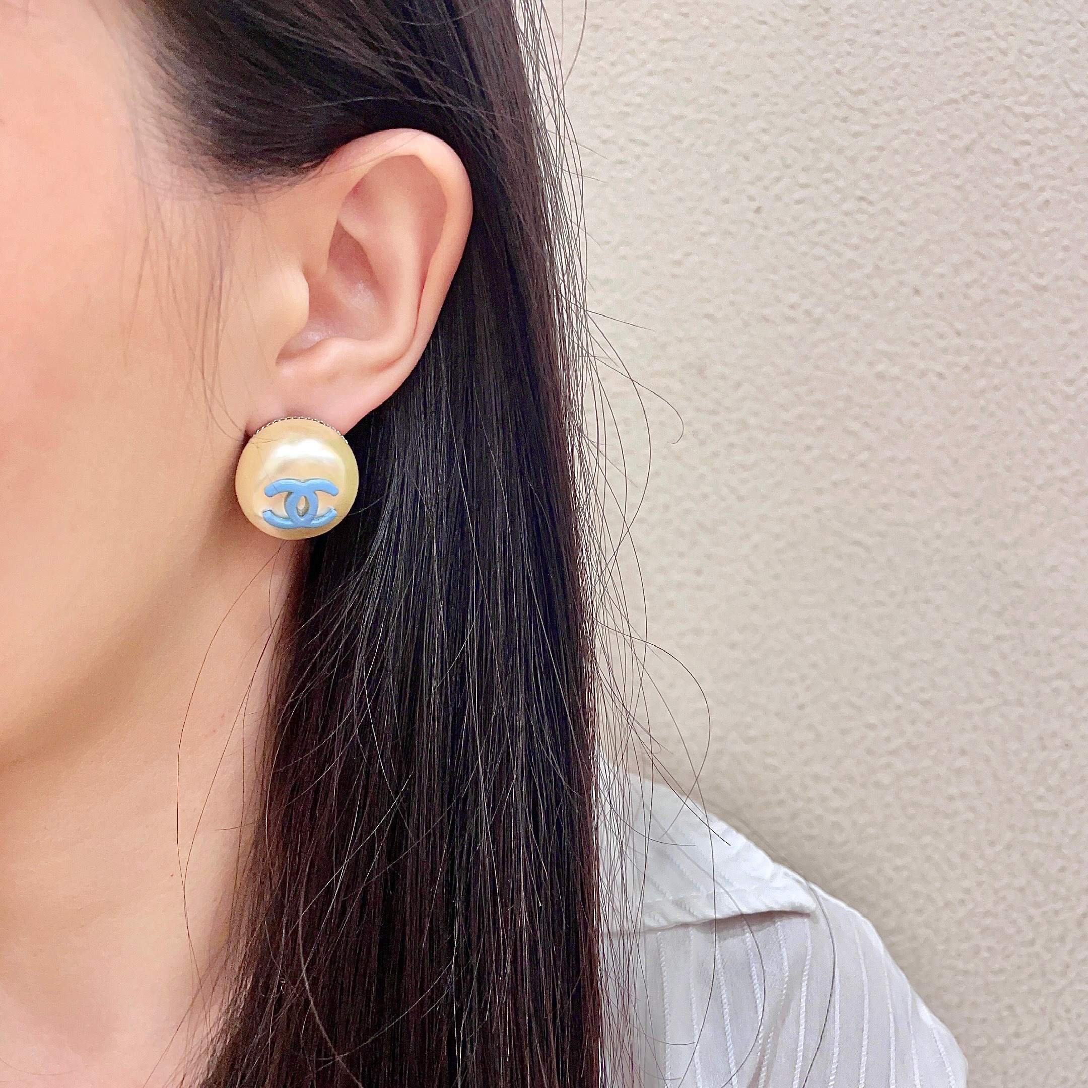 Chanel Pearl Logo Earrings