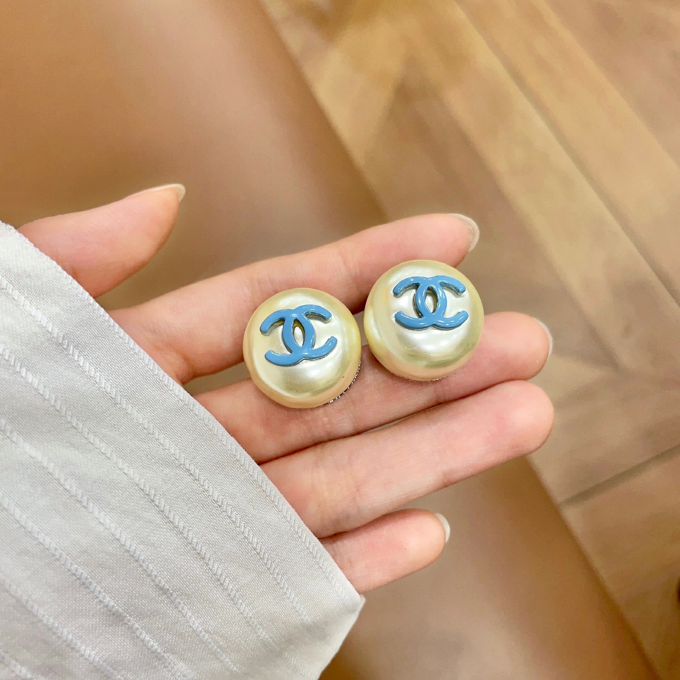 Chanel Pearl Logo Earrings