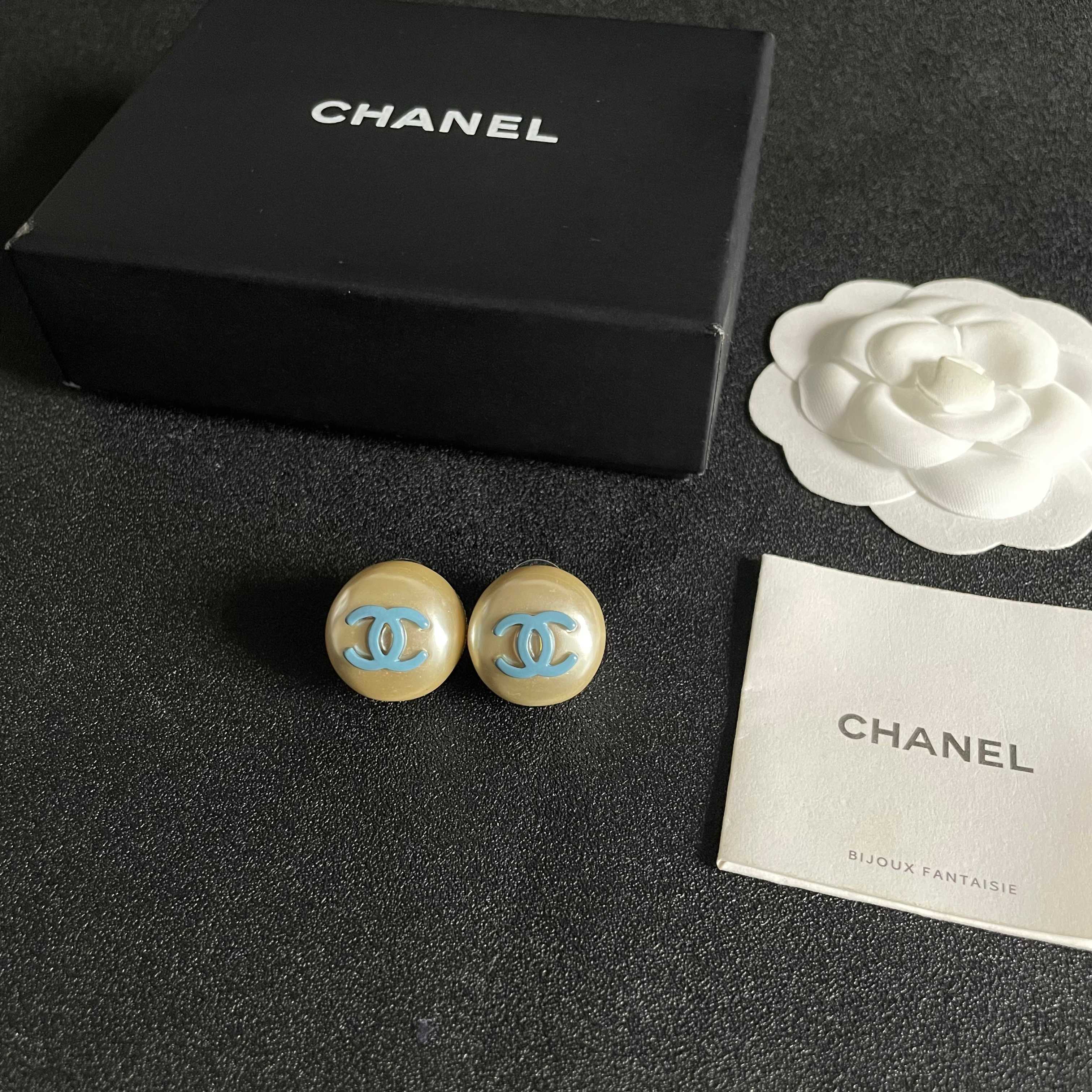 Chanel Pearl Logo Earrings