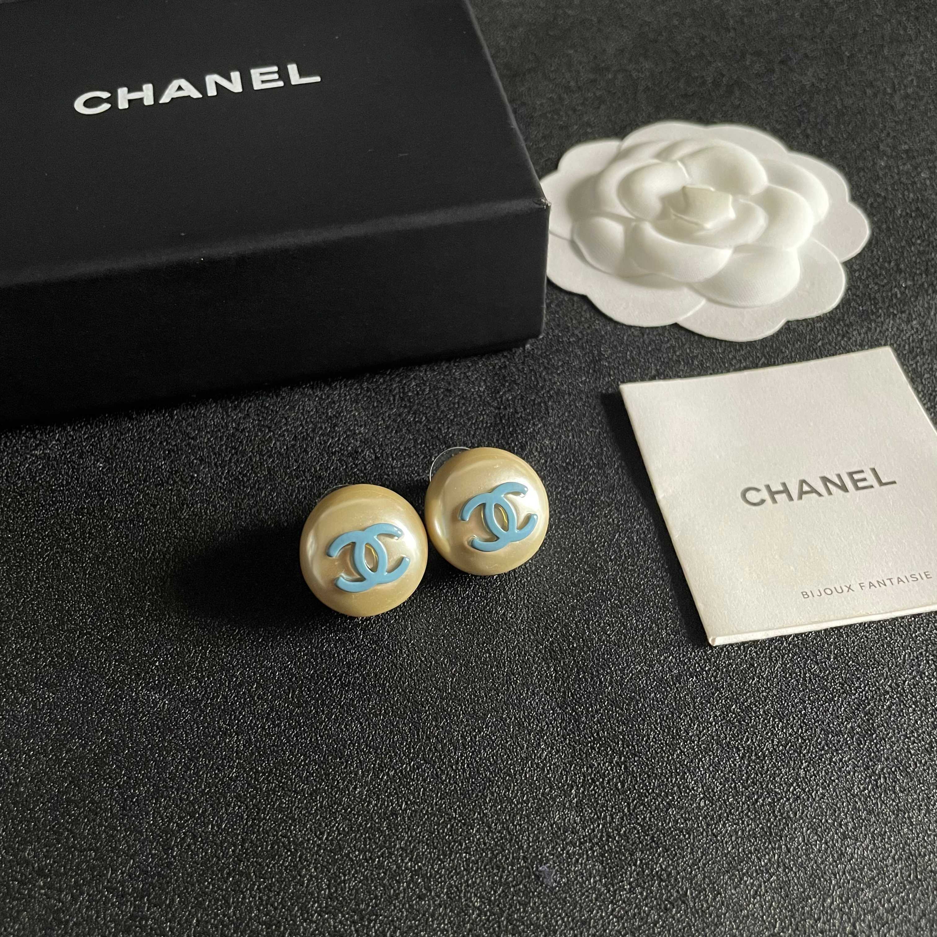 Chanel Pearl Logo Earrings